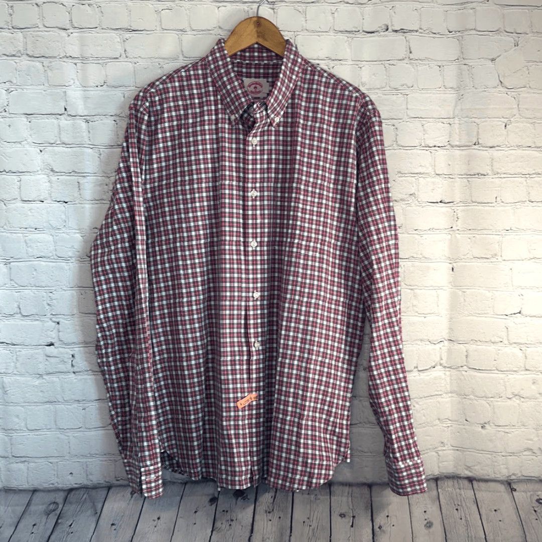 Brooks Brothers Brooks Brothers Red Fleece Dress Shirt Multicolor Check Long Sleeve Mens XXL Size 48R - 2 Thumbnail