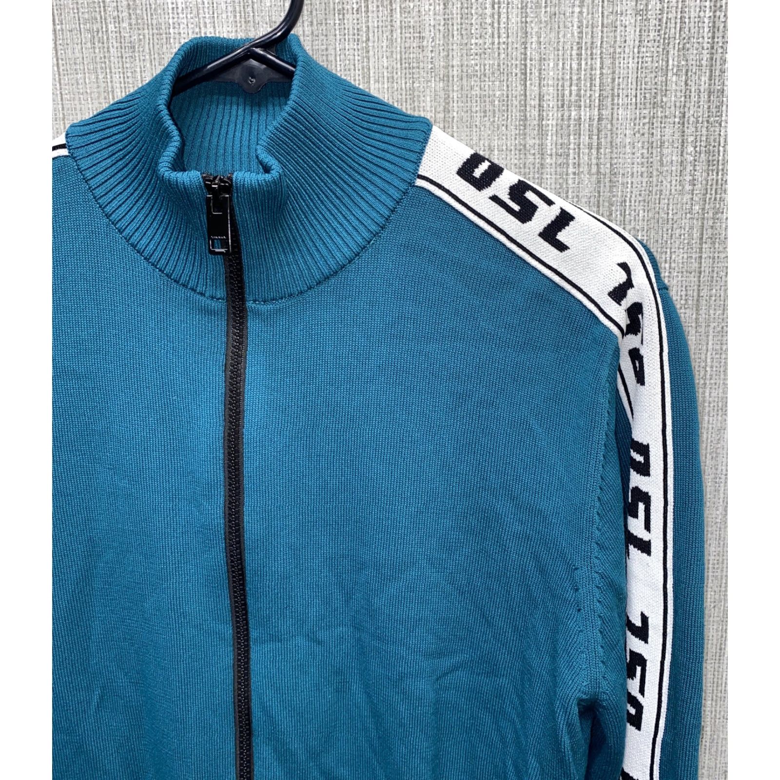 Diesel Diesel Women Blue Cotton Blend Full Zip Sweater Size L - Regular Solid Long Sleeve Collared Size L / US 10 / IT 46 - 2 Thumbnail
