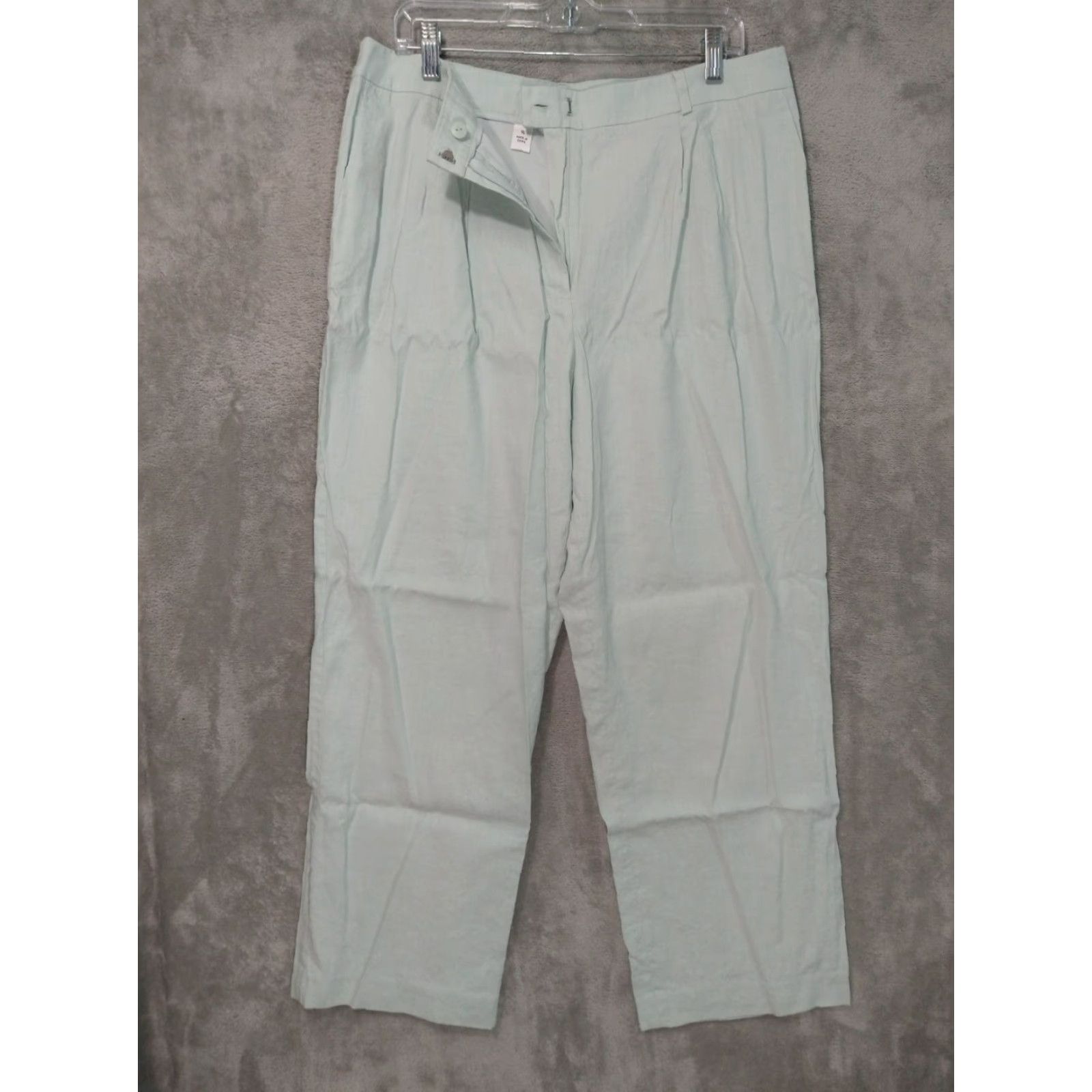 Talbots Talbots Pants Womens 16 Blue Linen Blend Wide Leg Pleated Stretch Coastal Beachy Size 38" / US 16 / IT 52 - 2 Thumbnail