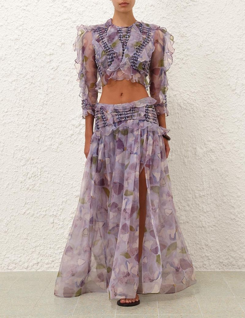 Zimmermann oc11z0226 Dawning Braided Maxi Skirt In Lilac Size 32" / US 10 / IT 46 - 2 Thumbnail