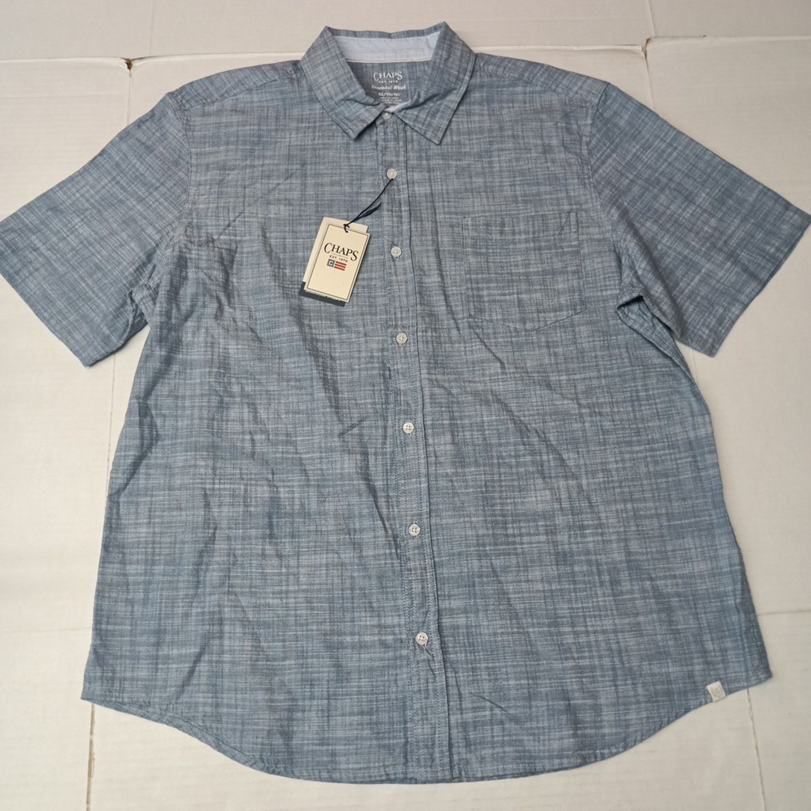 Chaps Chaps Seacoast Wash Chambray Woven Shirt Mens XL Blue Shadow Size US XL / EU 56 / 4 - 1 Thumbnail