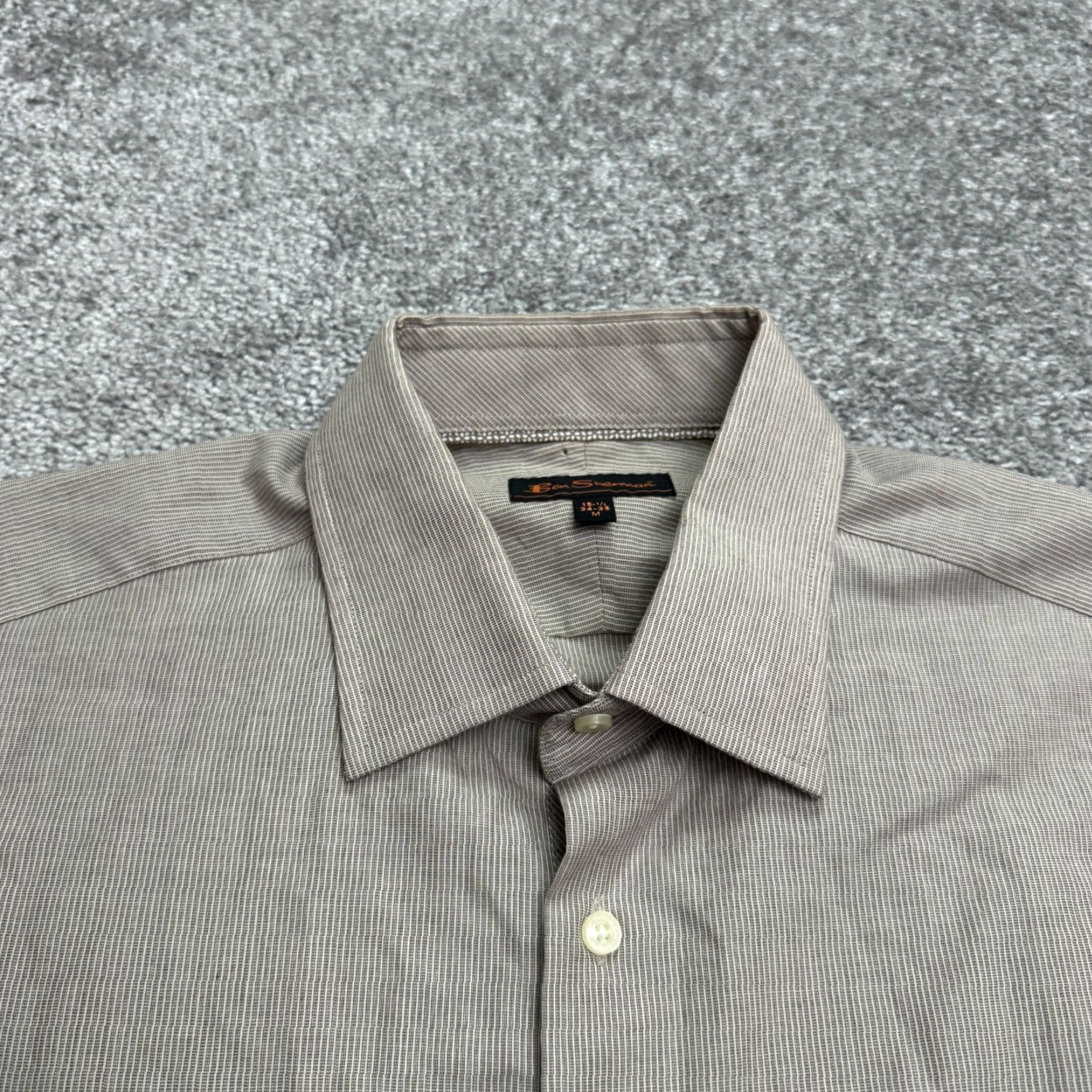 Ben Sherman VINTAGE Ben Sherman Dress Shirt Mens 15.5 Brown Pinstriped Cotton Casual Workwear Classic Size 40R - 3 Thumbnail