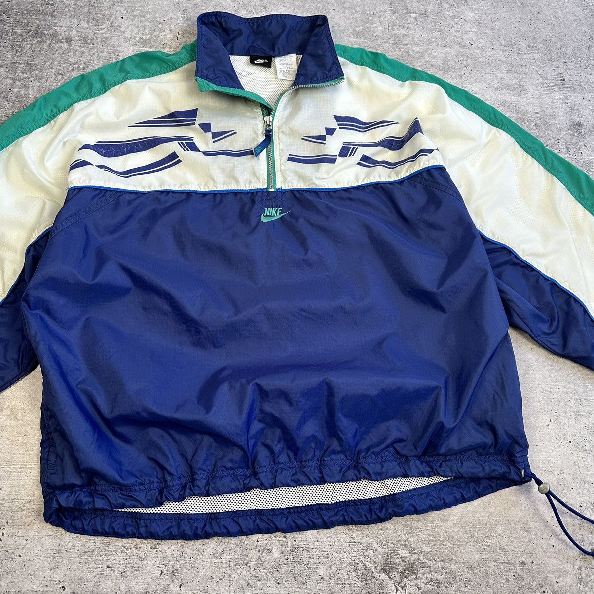 Nike × Vintage Vintage Nike Anorak Jacket Center Logo Oversize 90s Nylon Size US XL / EU 56 / 4 - 3 Thumbnail
