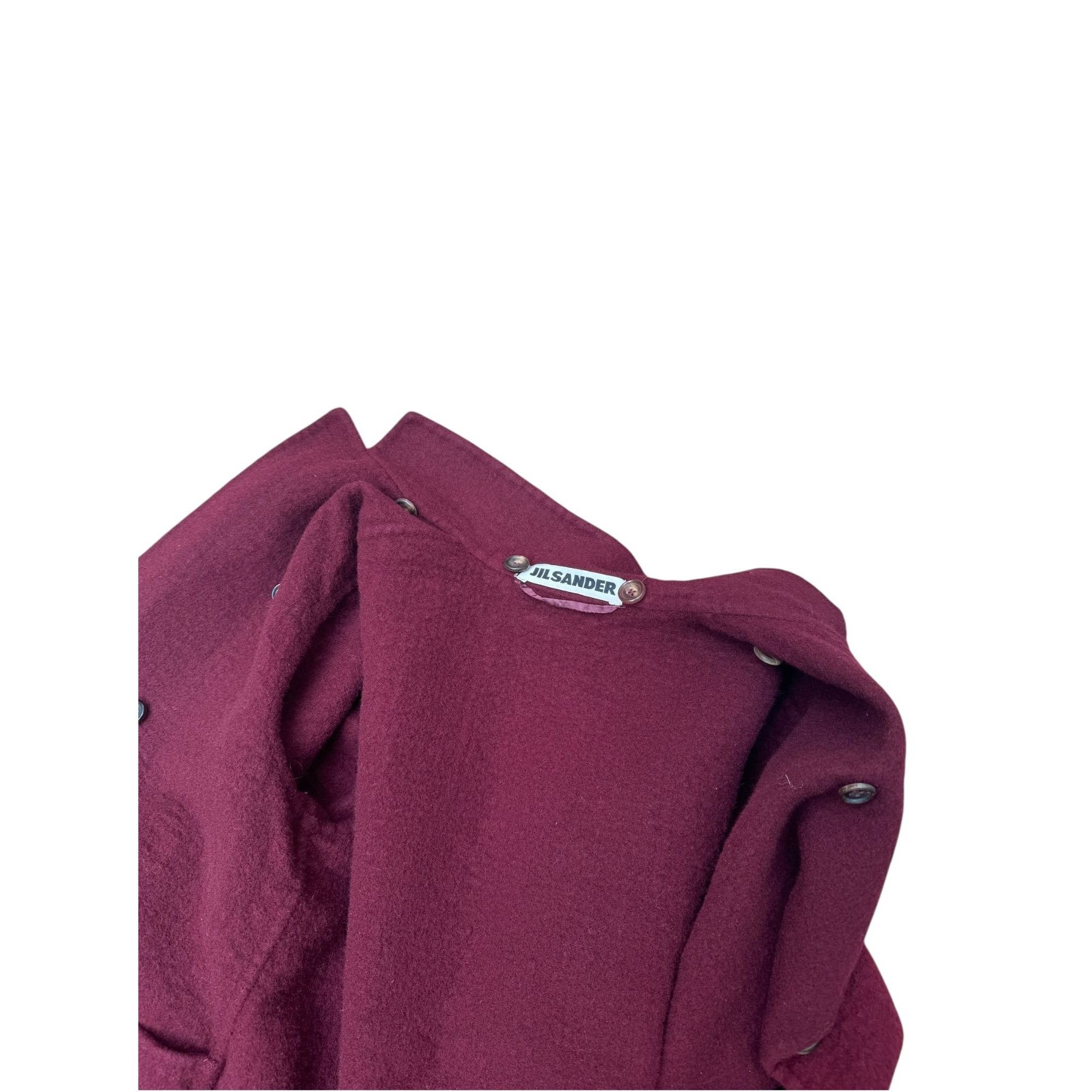 Jil Sander 2100€ Elegant Burgundy Wool Coat Size M / US 6-8 / IT 42-44 - 5 Thumbnail