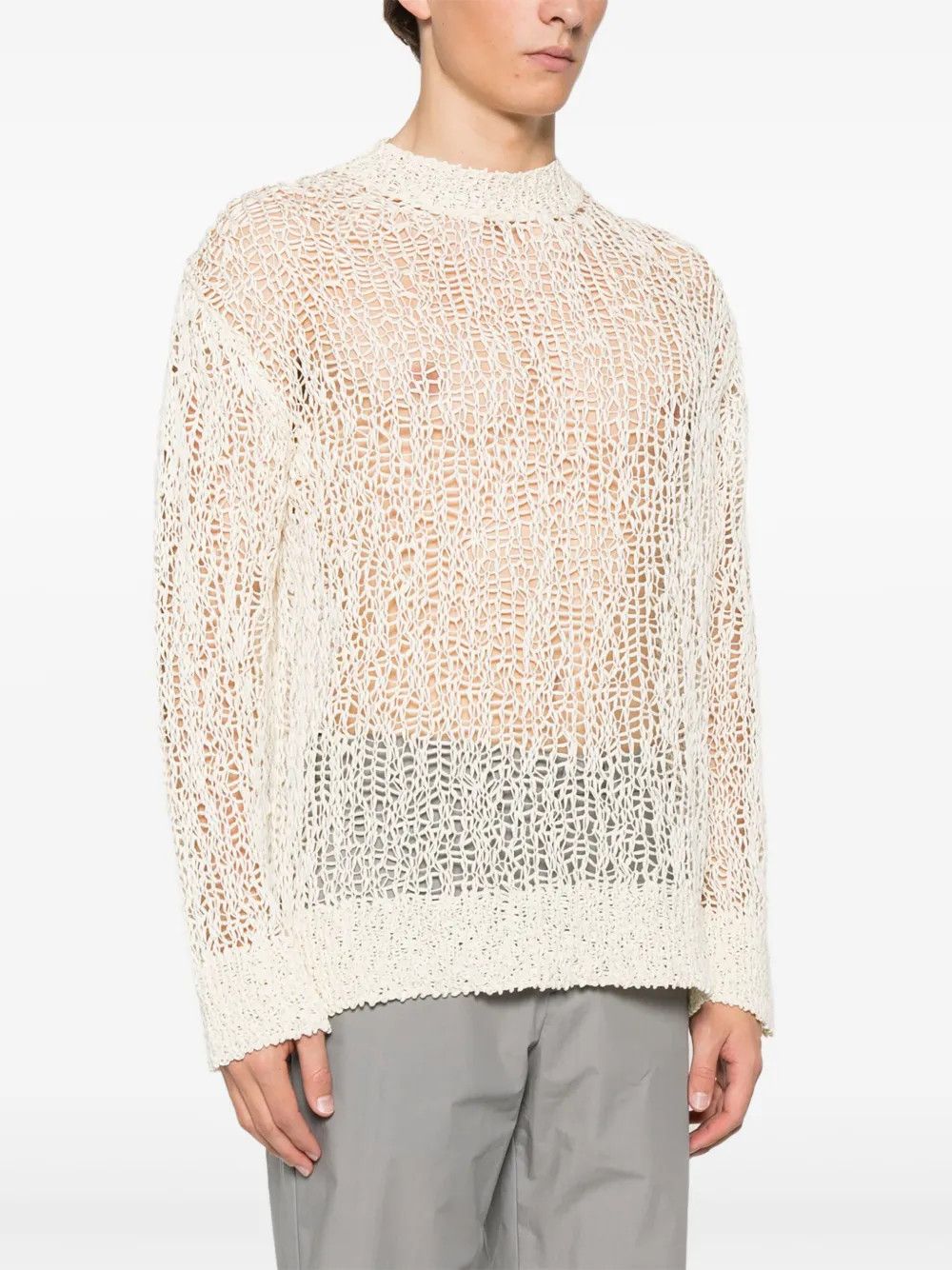 Jil Sander o1loc1c0426 Open Knit Sweater in Ecru/White Size US S / EU 44-46 / 1 - 5 Thumbnail