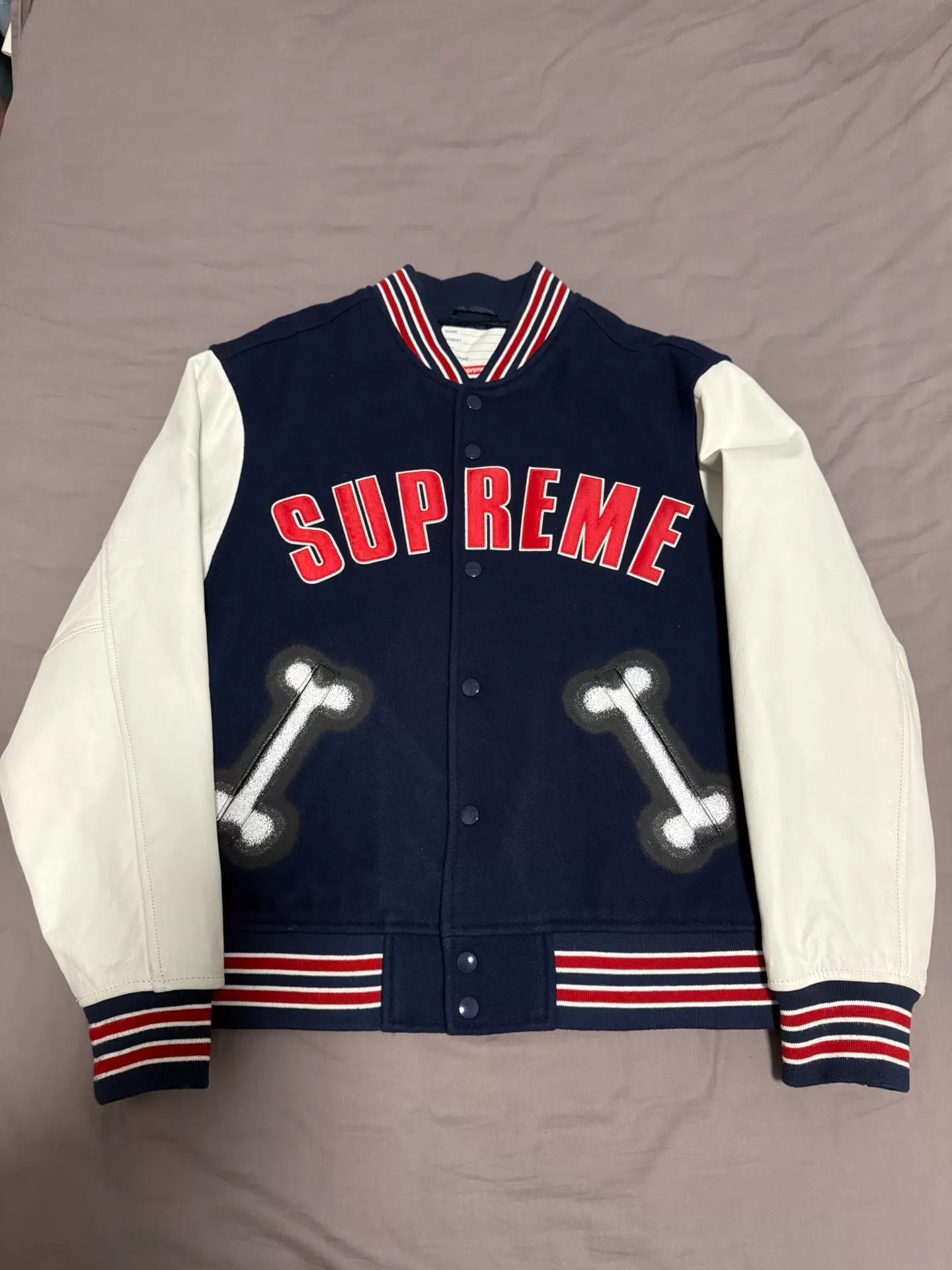 Supreme Supreme Dog Bone Varsity Jacket Leather Sleeve M Size US M / EU 48-50 / 2 - 1 Thumbnail