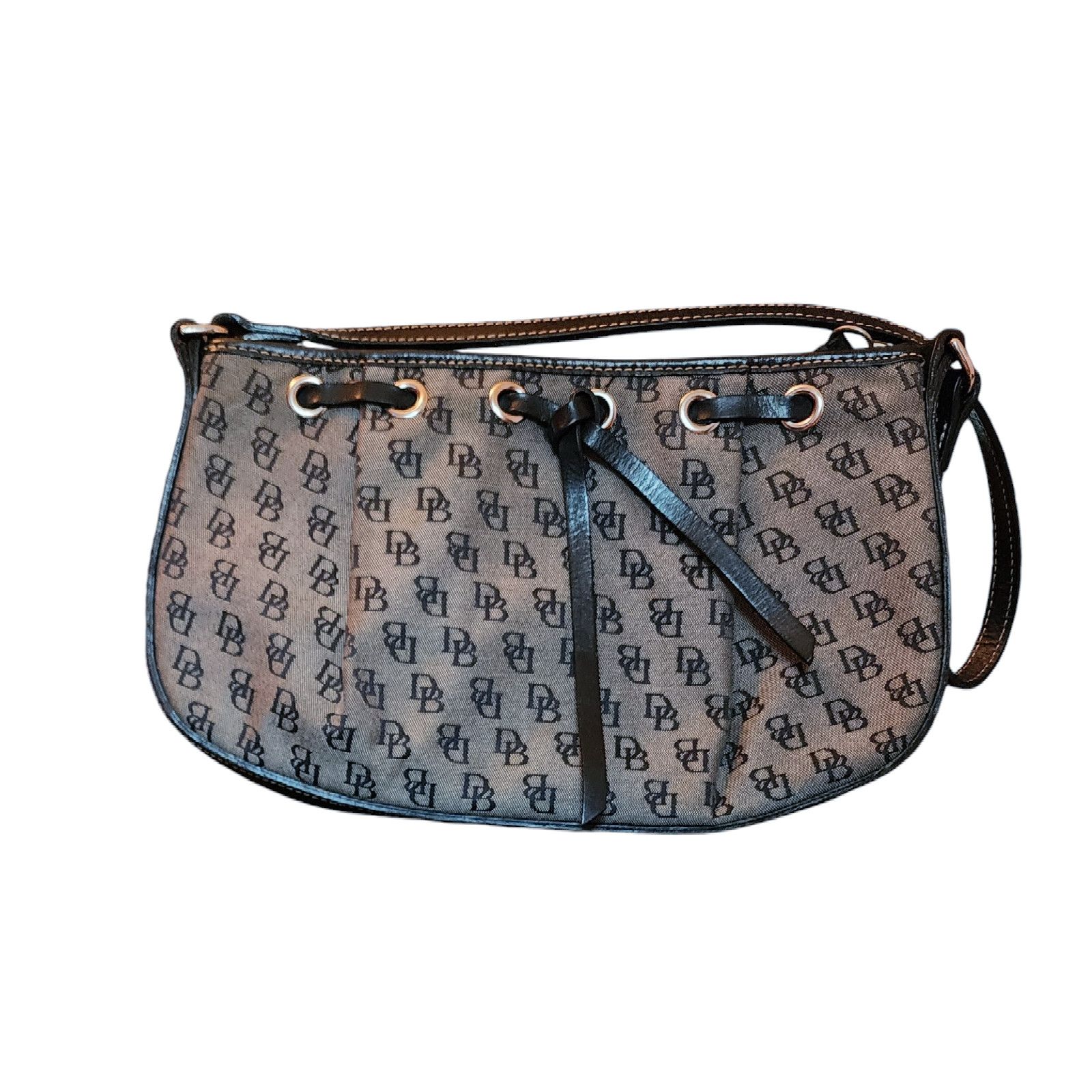 Dooney & Bourke Dooney & Bourke Grey Black Canvas Leather Trim Shoulder Bag Size ONE SIZE - 2 Thumbnail