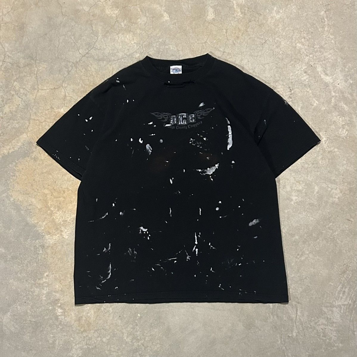 Harley Davidson × Vintage Crazy Vintage Y2K OCC Biker Paint Splatter Tee Grunge Size US XL / EU 56 / 4 - 1 Thumbnail