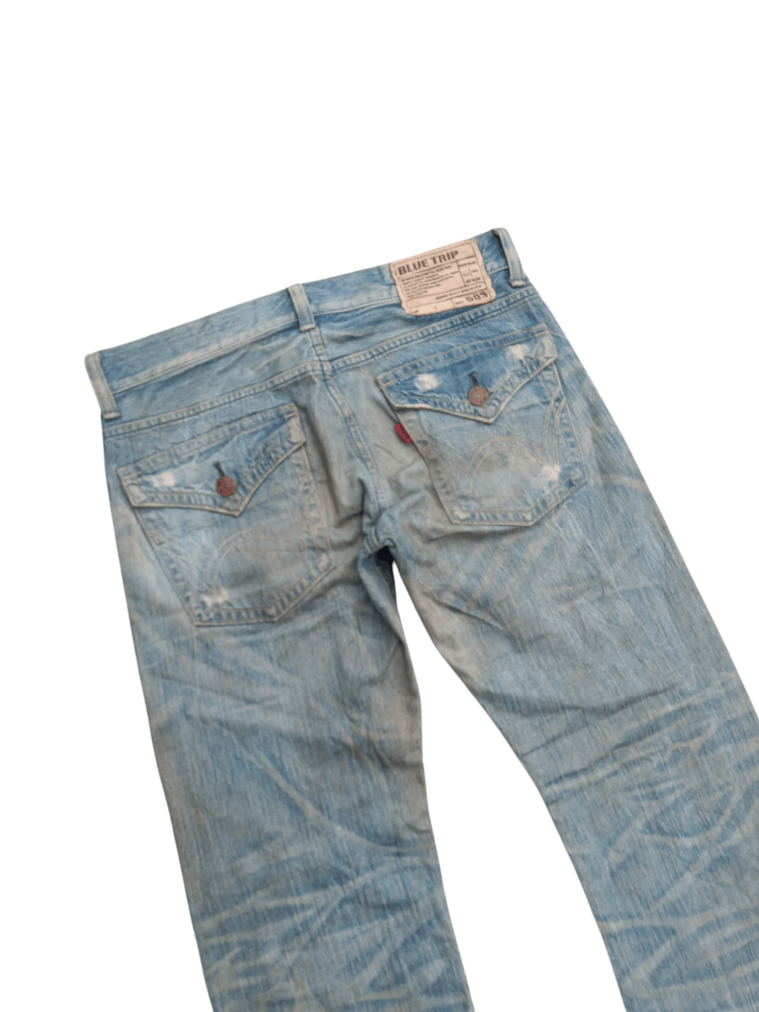 14th Addiction × Edwin × If Six Was Nine VTG 💥 Edwin 503 Blue Trip Dirty Mud Wash Distressed Jeans Size US 34 / EU 50 - 10 Thumbnail