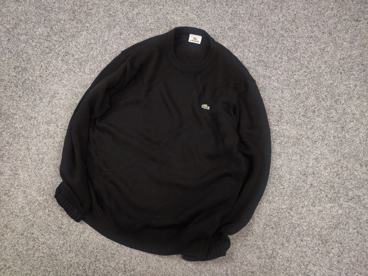 Lacoste Vintage 90's Lacoste All Black Logo Textured Sweater Jumper Size US M / EU 48-50 / 2 - 3 Thumbnail
