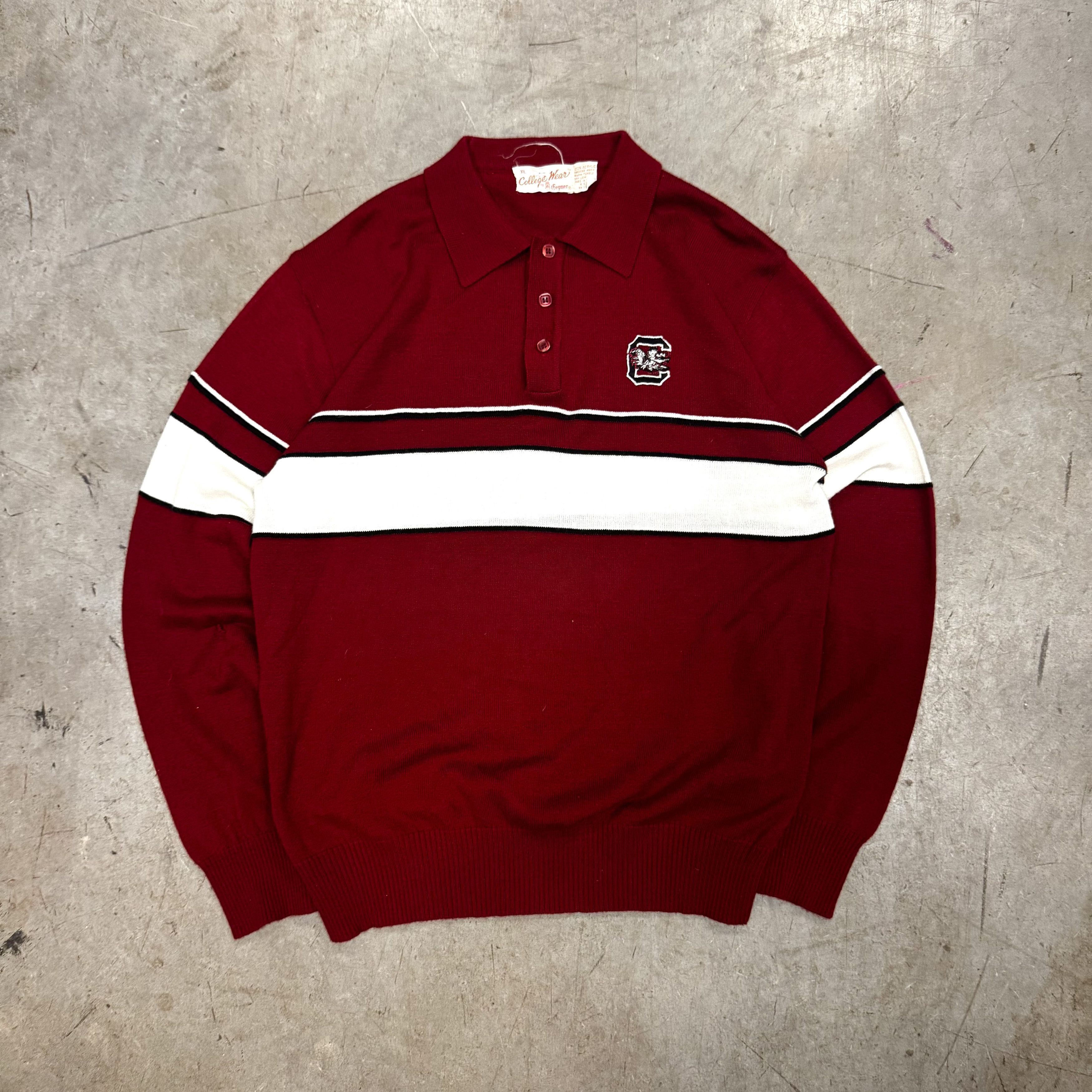 Vintage VTG 80s USC Gamecock College Wear Gepner Acrylic Polo Shirt Size US XL / EU 56 / 4 - 1 Thumbnail