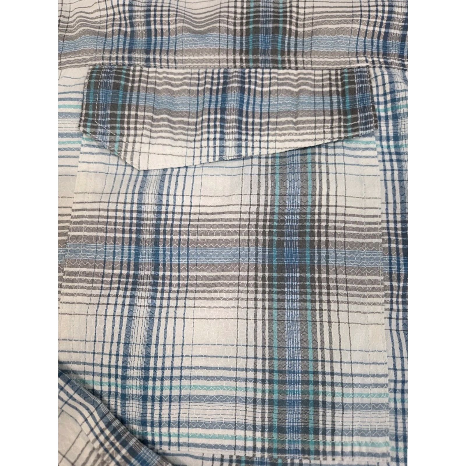 Habitat Habit Mens Long Sleeve Button-Up Fishing Shirt 2XL Blue Plaid Nylon/Poly UV Moisture Wicking Pockets Outdoor 7755 Size US XXL / EU 58 / 5 - 6 Thumbnail