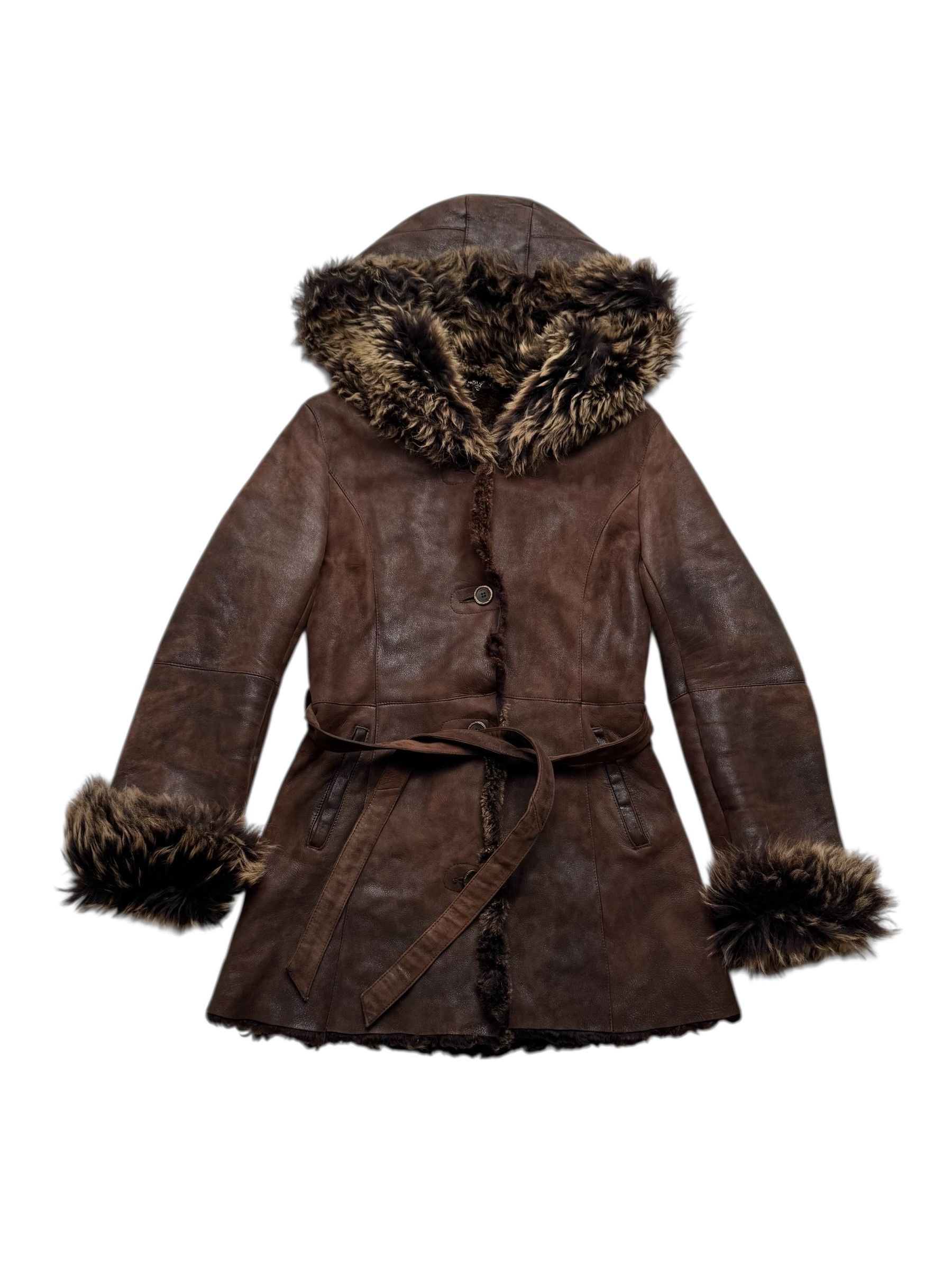 Vintage Real Sheepskin Hooded Coat M834(E42)D15(V14)