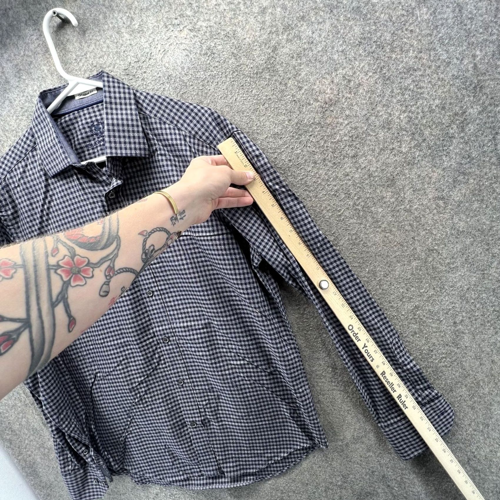BUGATCHI Bugatchi Shirt Mens Large Blue Check Slim Fit Long Sleeve Button Casual Size US L / EU 52-54 / 3 - 5 Thumbnail