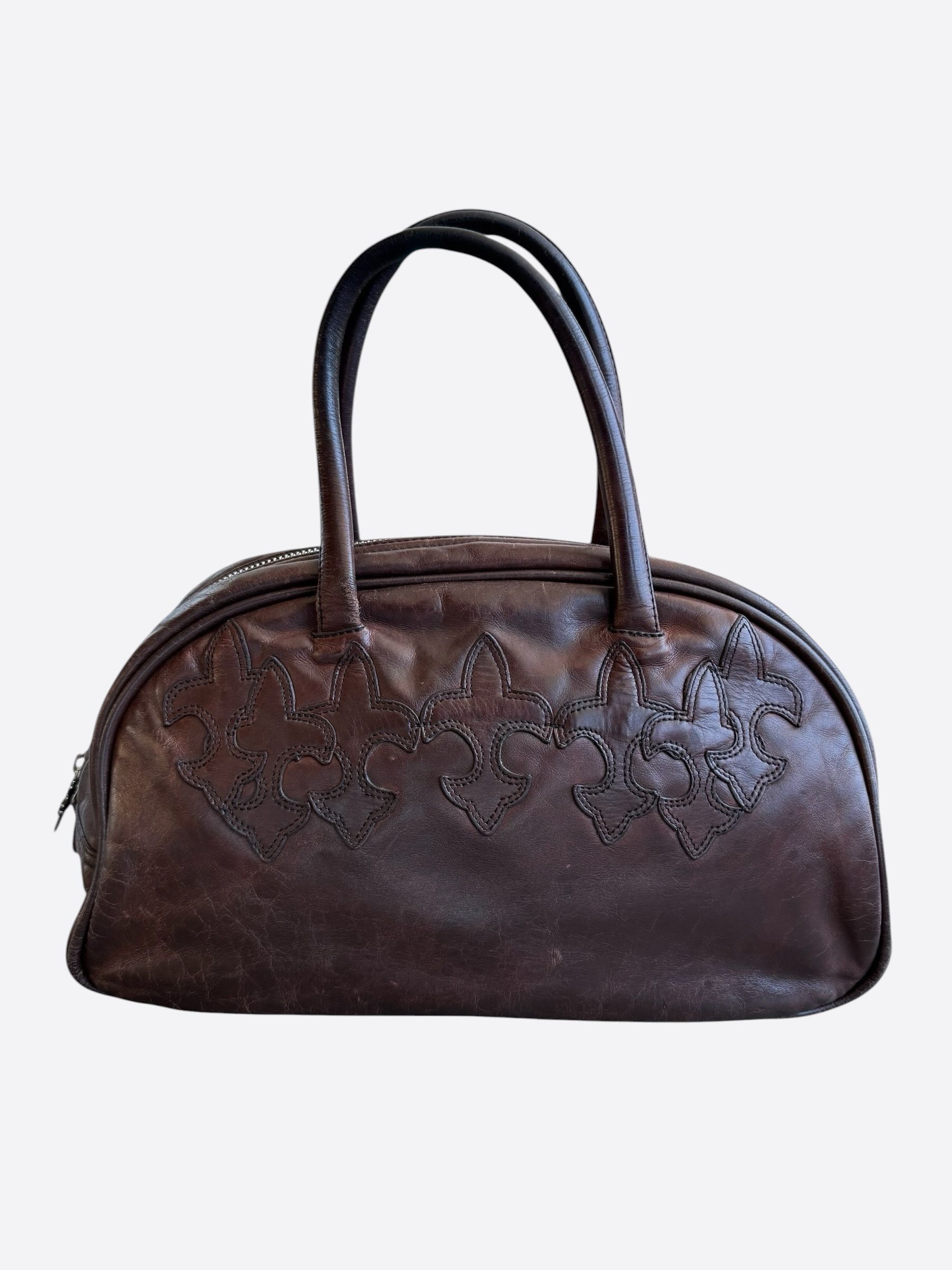 Chrome Hearts Chrome Hearts Burgundy Leather Fleur Patch Bowling Bag Size ONE SIZE - 1 Thumbnail