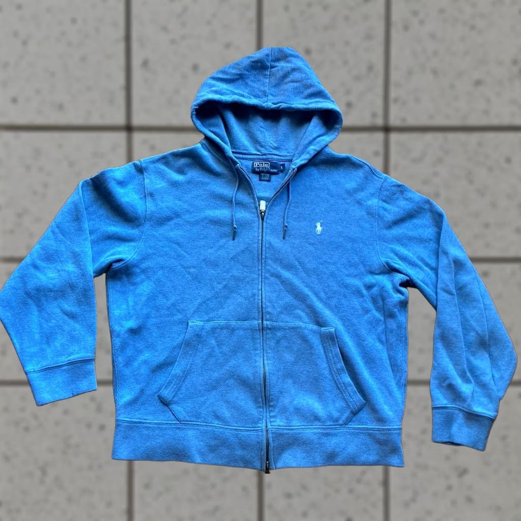 Polo Ralph Lauren VINTAGE Polo Ralph Lauren Hoodie Mens Large Full Zip Hooded Light Blue Knit Size US L / EU 52-54 / 3 - 1 Thumbnail