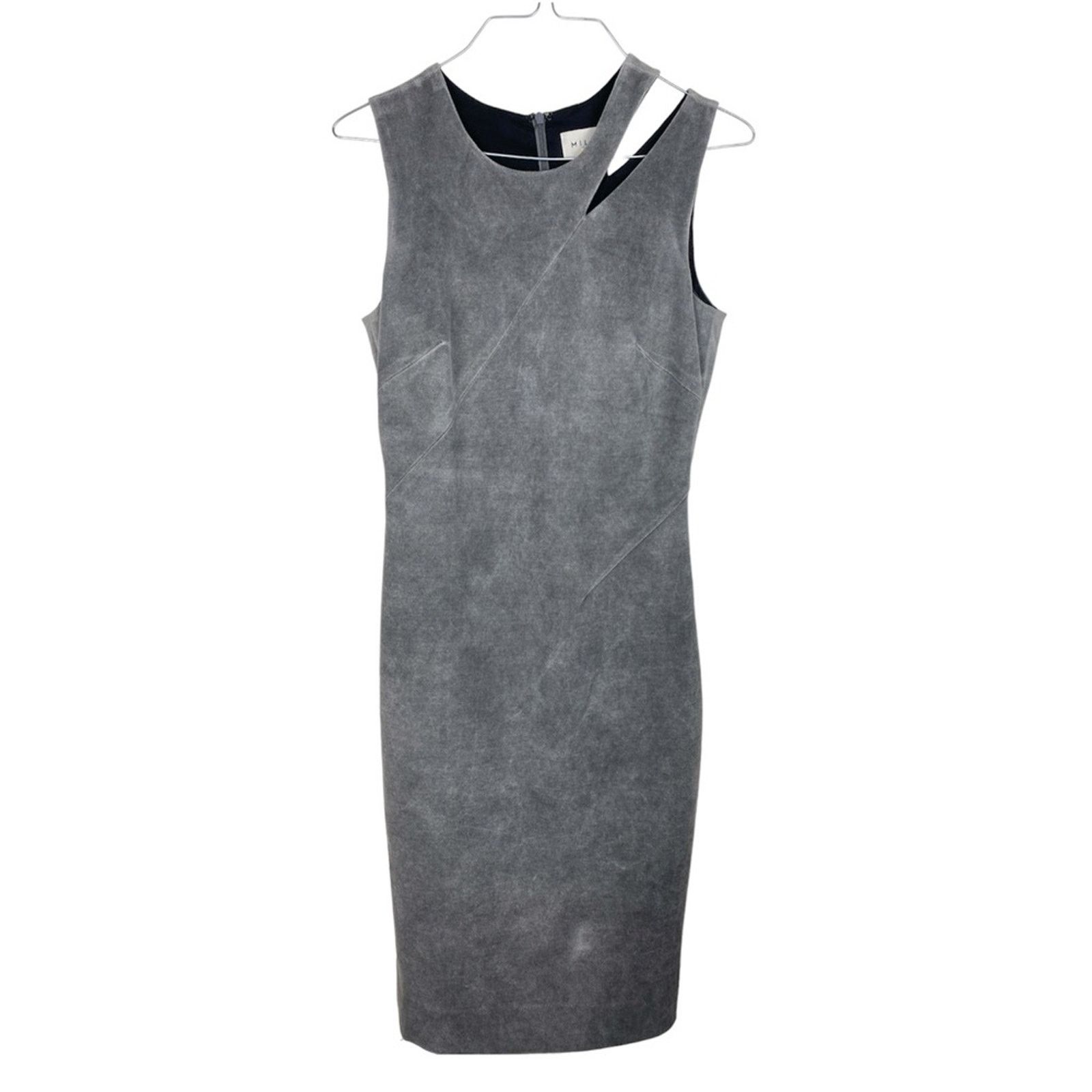 Other Milly Grey Fractured Faux Suede Sheath Dress Cutout SZ. 2 Size XS / US 0-2 / IT 36-38 - 3 Thumbnail