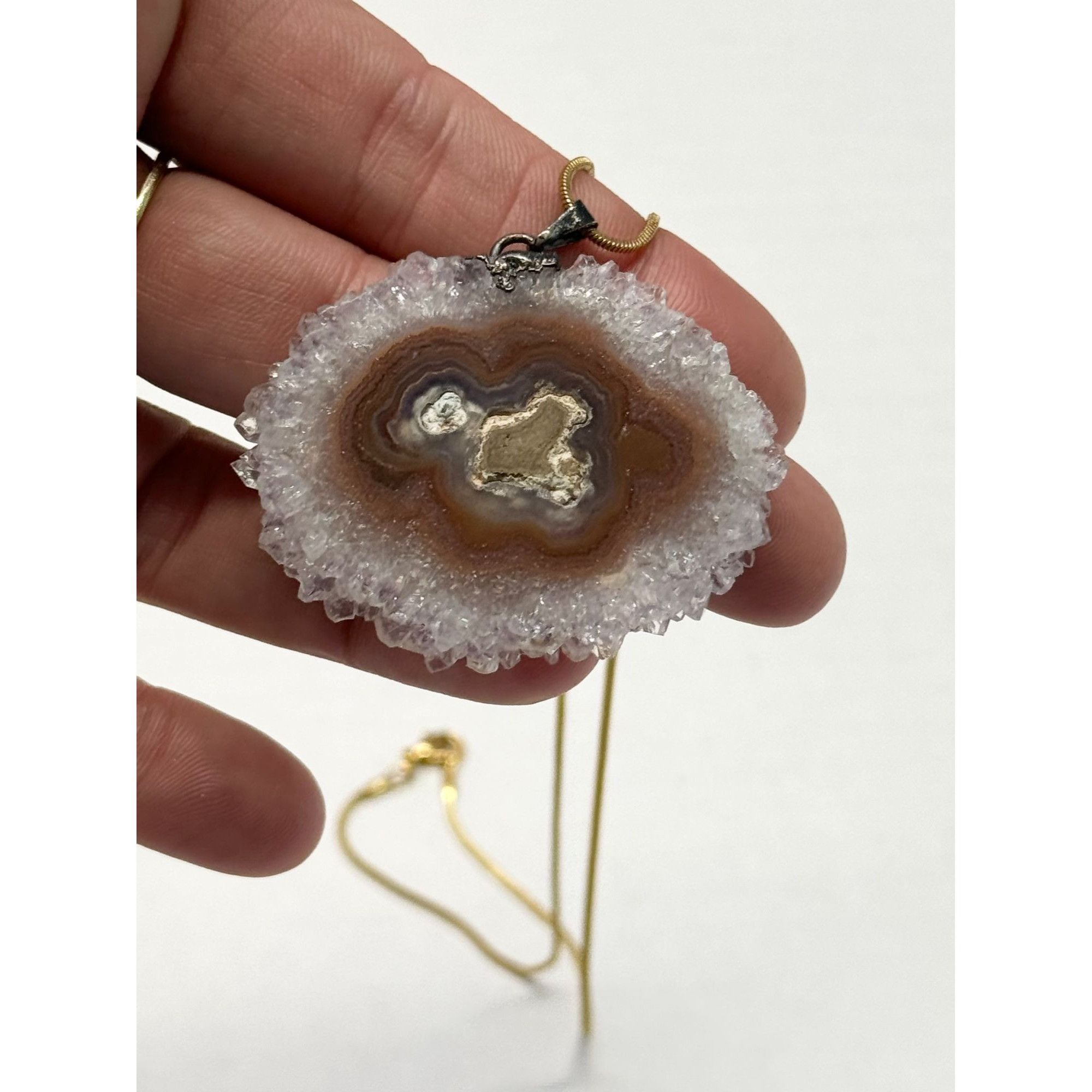 Vintage Vintage geode stone pendant necklace Size ONE SIZE - 2 Thumbnail