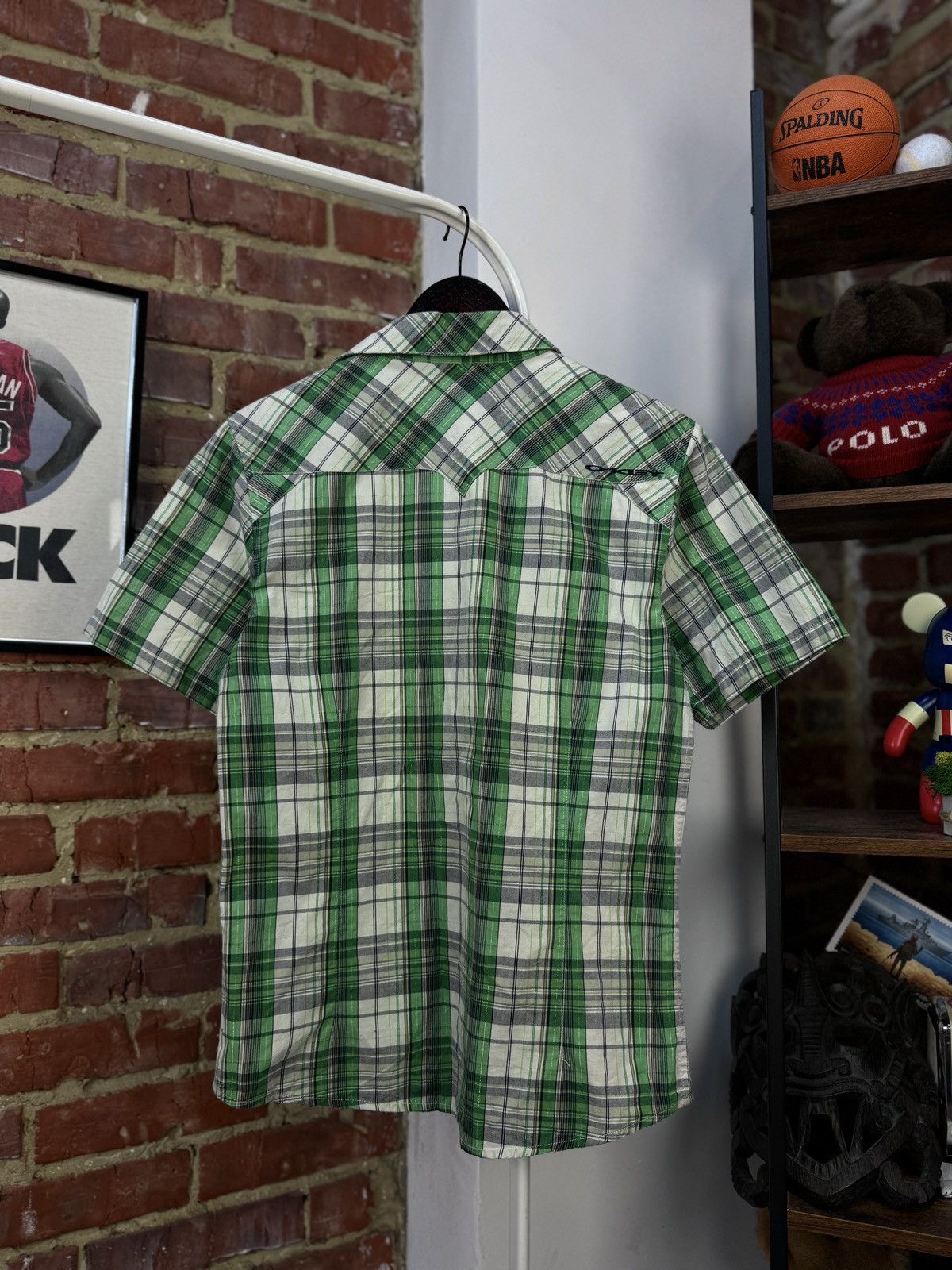 Oakley × Vintage OAKLEY Vintage Mens Short Sleeve Plaid Green Shirt Size US S / EU 44-46 / 1 - 2 Thumbnail