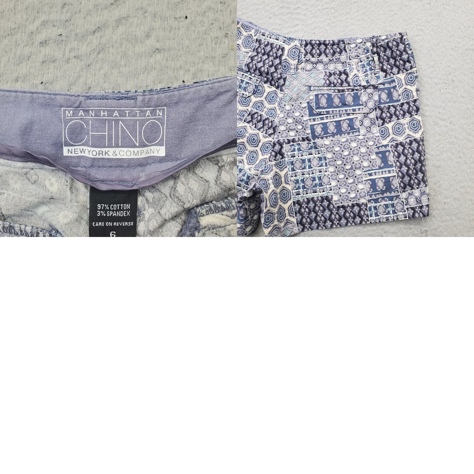 Vintage New York & Company Chino Shorts Women's 6 Multi Patterned Stretch Slash Pocket Size 28" / US 6 / IT 42 - 8 Thumbnail