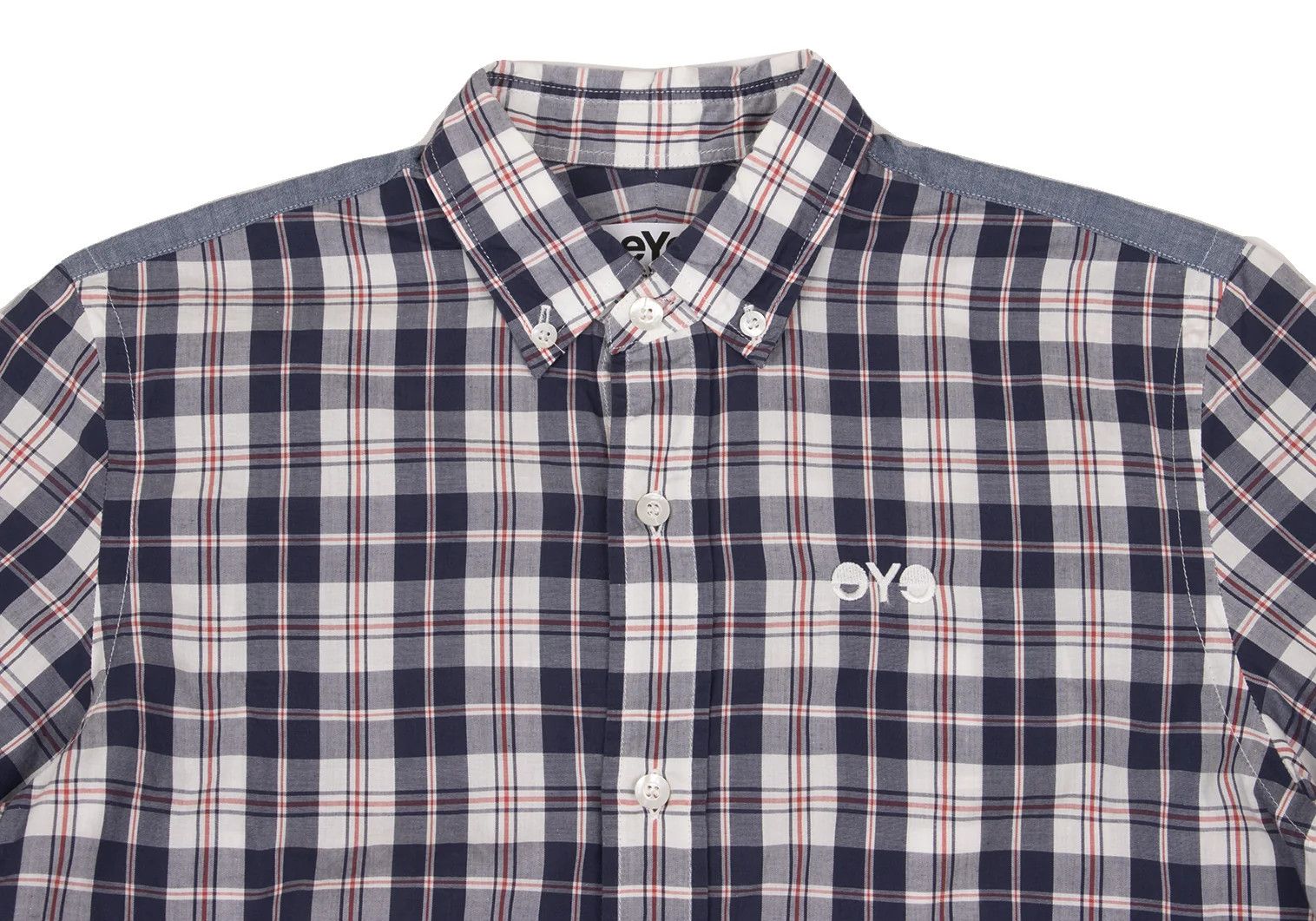 Junya Watanabe Short-Sleeve Check Shirt in Navy and White, Size XS Size US XS / EU 42 / 0 - 2 Thumbnail