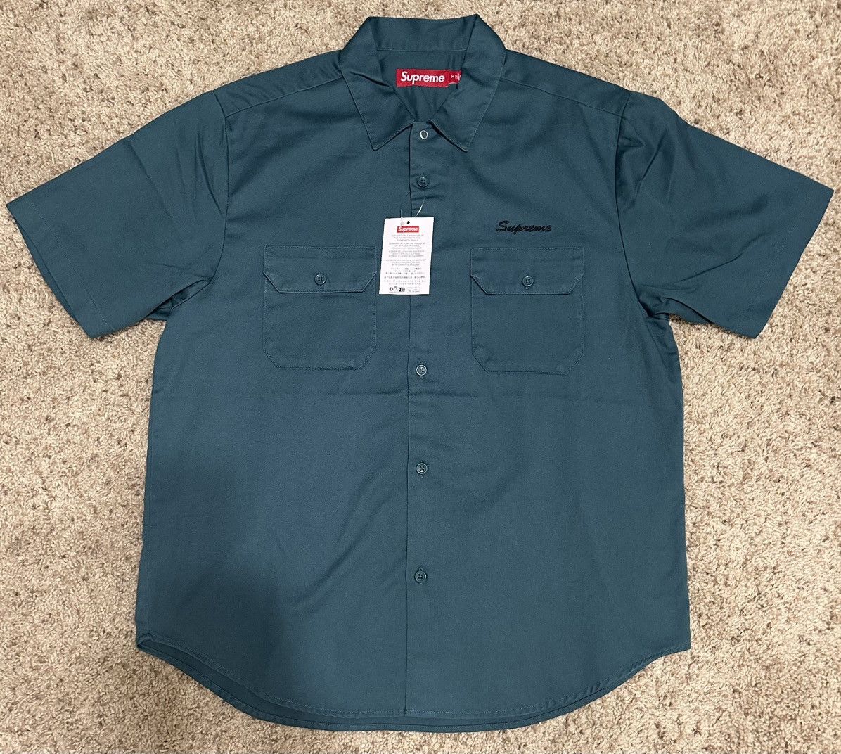 トップス Supreme Rhinestone Pin Up S/S Work Shirt Supreme Rhinestone Pin Up S/S Work Shirt Green Men's - SS25 - US