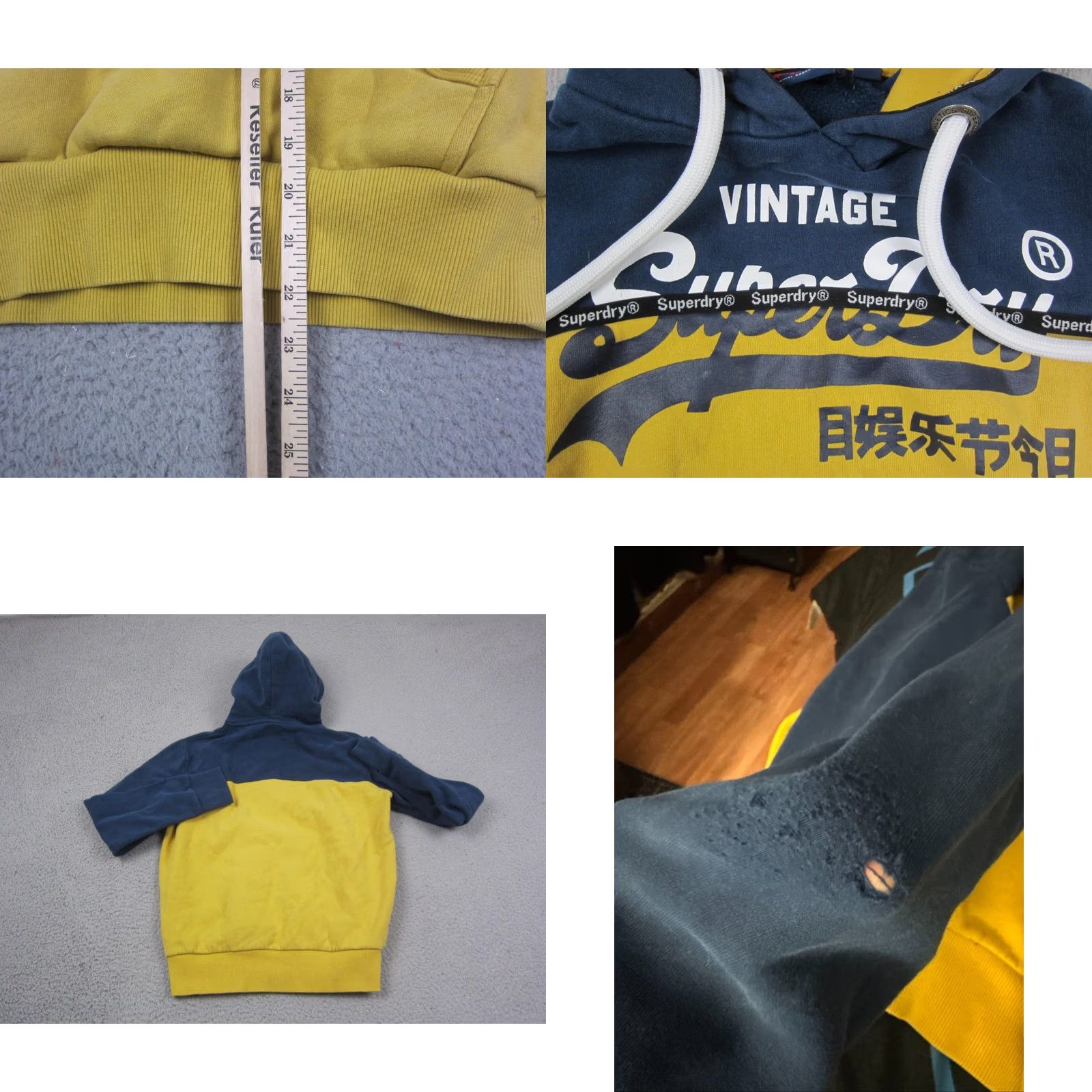 Superdry VINTAGE Superdry Hoodie Adult Small Blue Yellow Japan Split Panel Fleece 90s Size US S / EU 44-46 / 1 - 8 Thumbnail