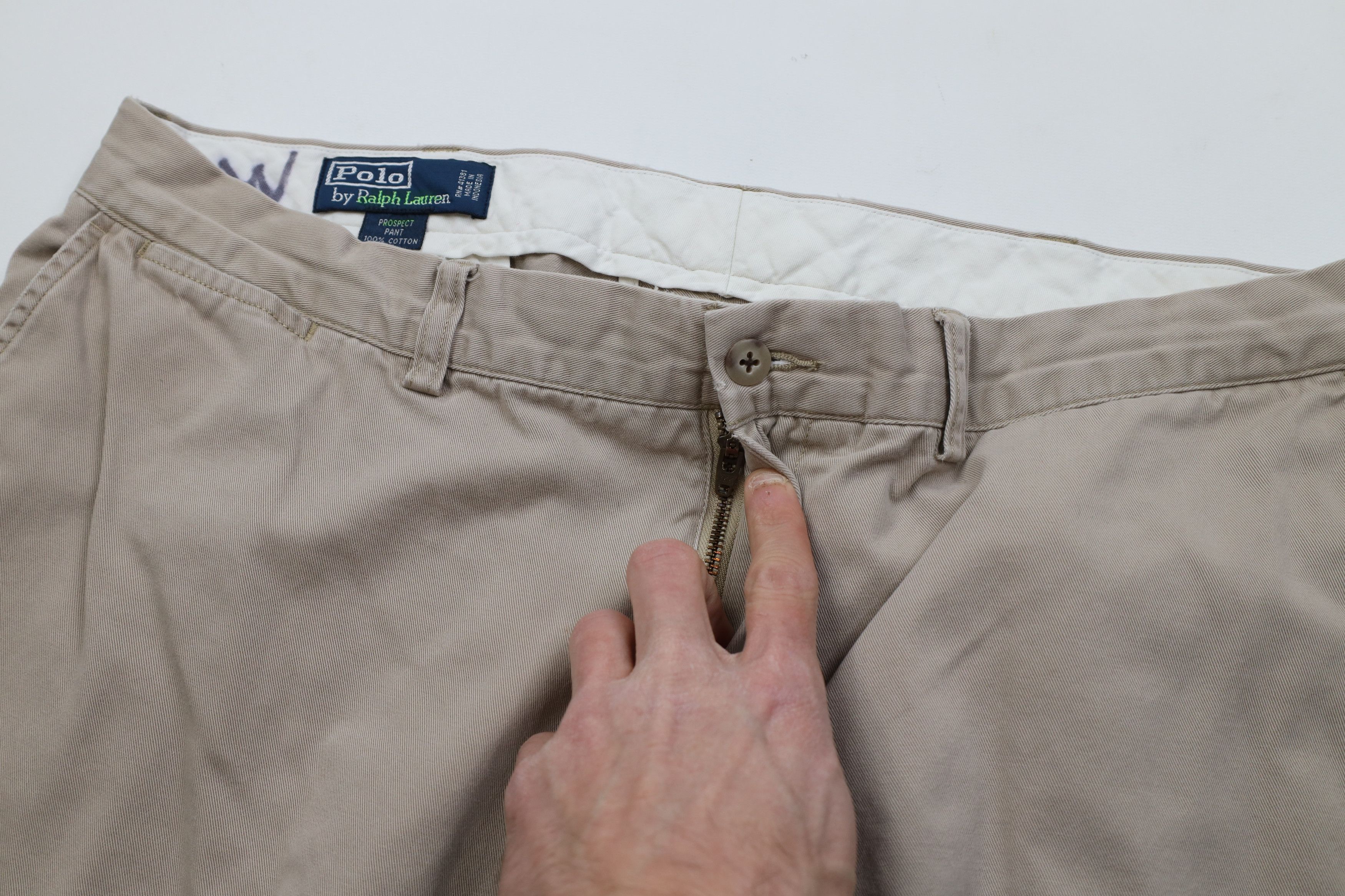 Ralph Lauren Vintage 90s Ralph Lauren Wide Leg Chino Pants Beige Cotton Size US 38 / EU 54 - 7 Thumbnail