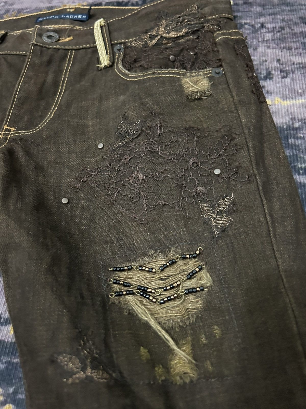 Ralph Lauren Ralph Lauren Lace Ripped Bead Jeans Size US 28 / EU 44 - 9 Thumbnail