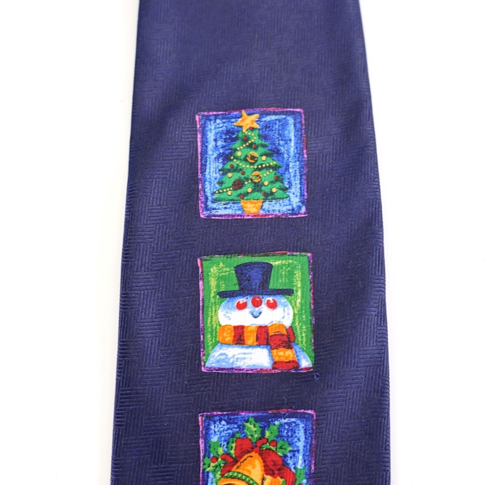 Vintage Unbranded Christmas Woven Blue Santa Snowmant Woven Polyeste Size ONE SIZE - 3 Thumbnail