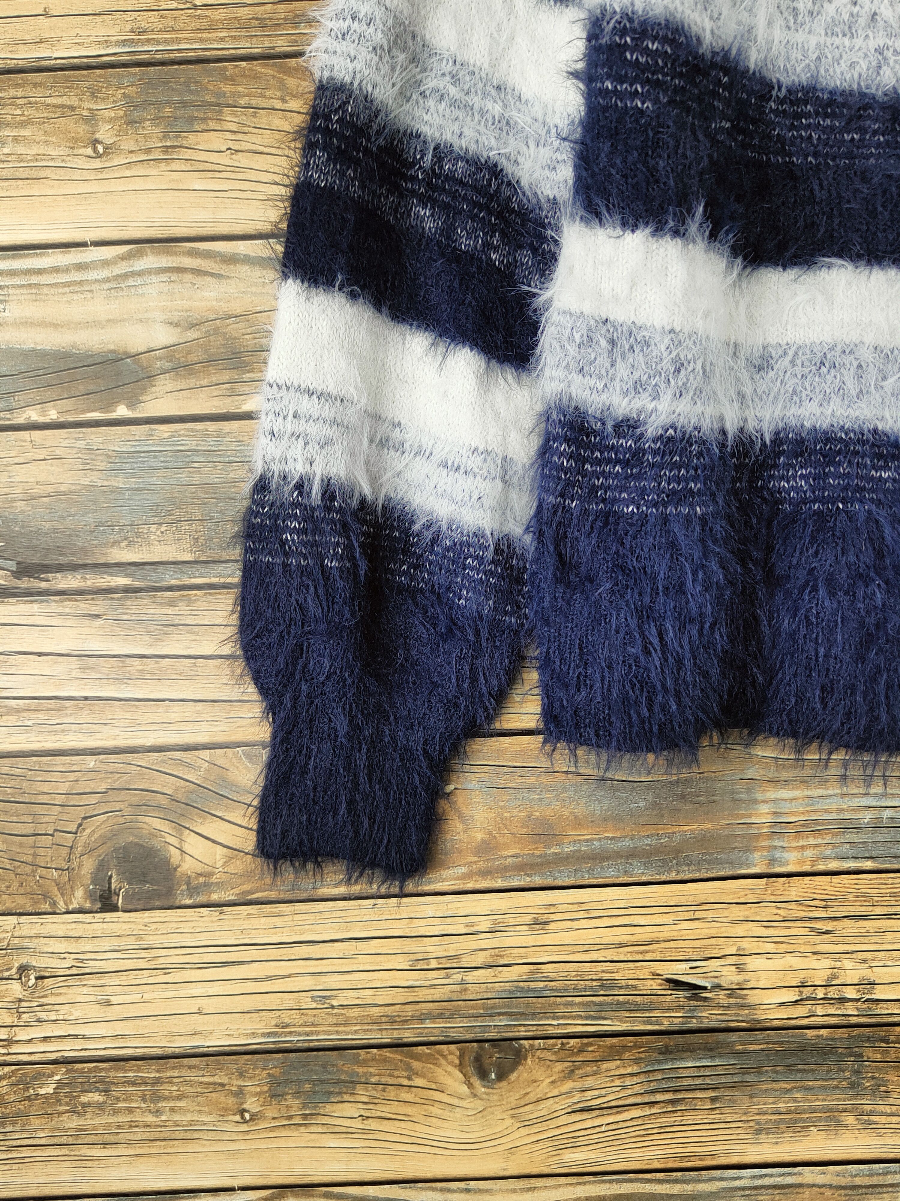 Japanese Brand DL Cecil McBee Navy White Fur Mohair Knitwear #46-497 Size M / US 6-8 / IT 42-44 - 4 Thumbnail