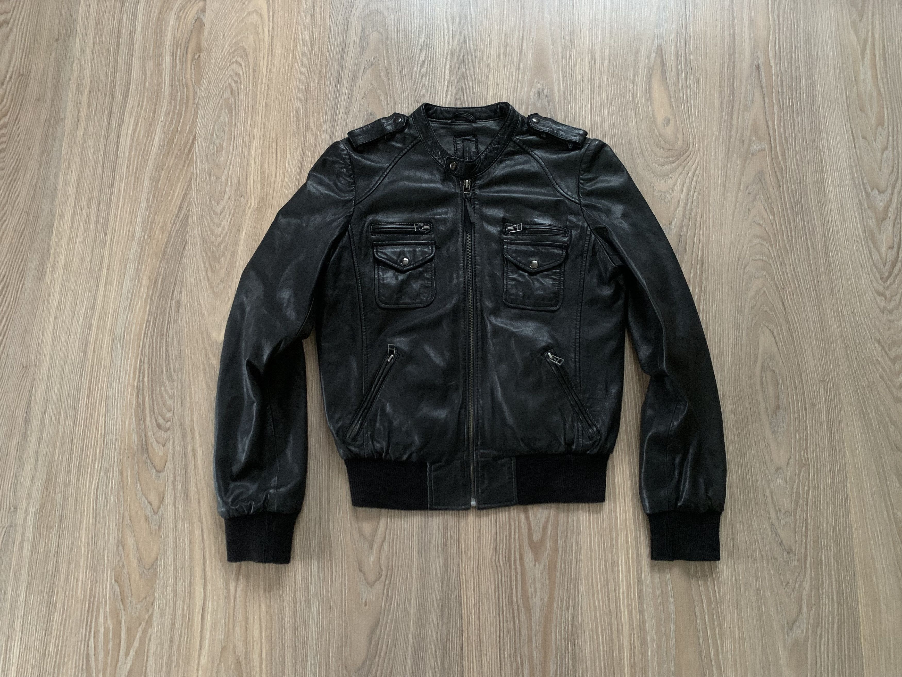 Other NAF NAF Women's Black Leather Biker Jacket Size S / US 4 / IT 40 - 1 Thumbnail