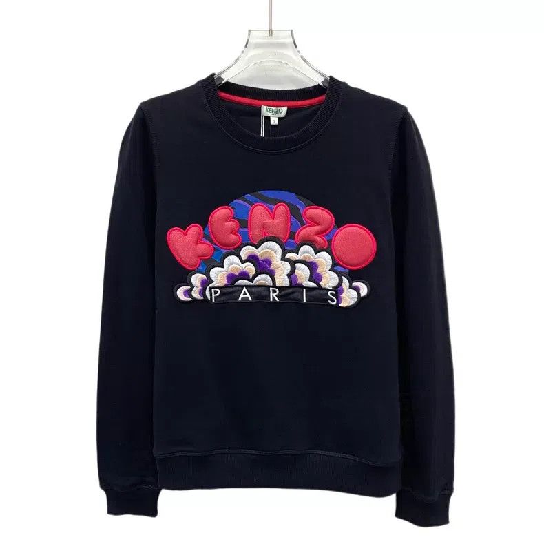 Kenzo Kenzo Black cloud logo letter embroidery cotton round neck Size S / US 4 / IT 40 - 1 Thumbnail