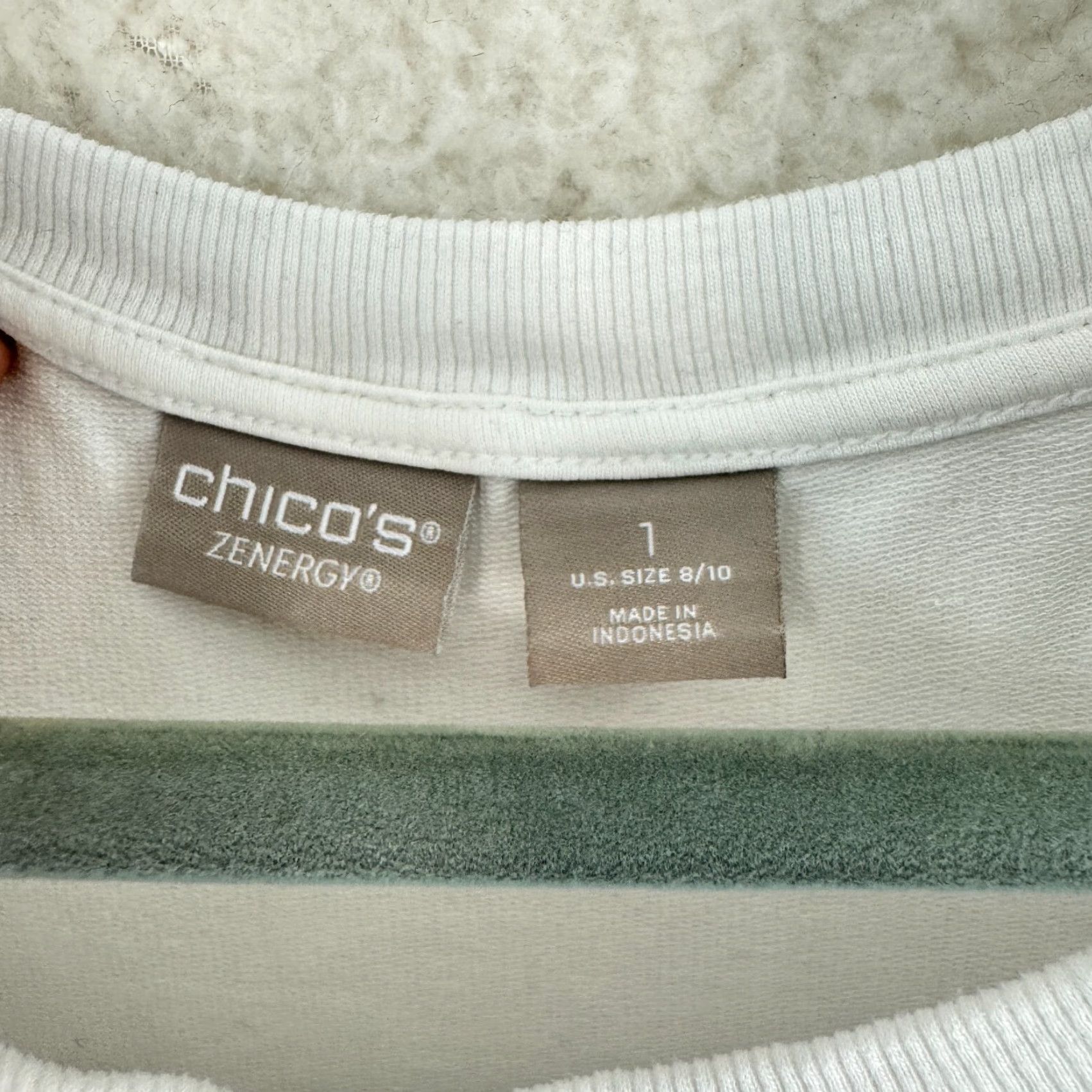Vintage Chico's Zenergy Tunic Womens Size 8 Long Sleeve Pullover Striped White Casual Shirt Blouse Size M / US 6-8 / IT 42-44 - 4 Thumbnail