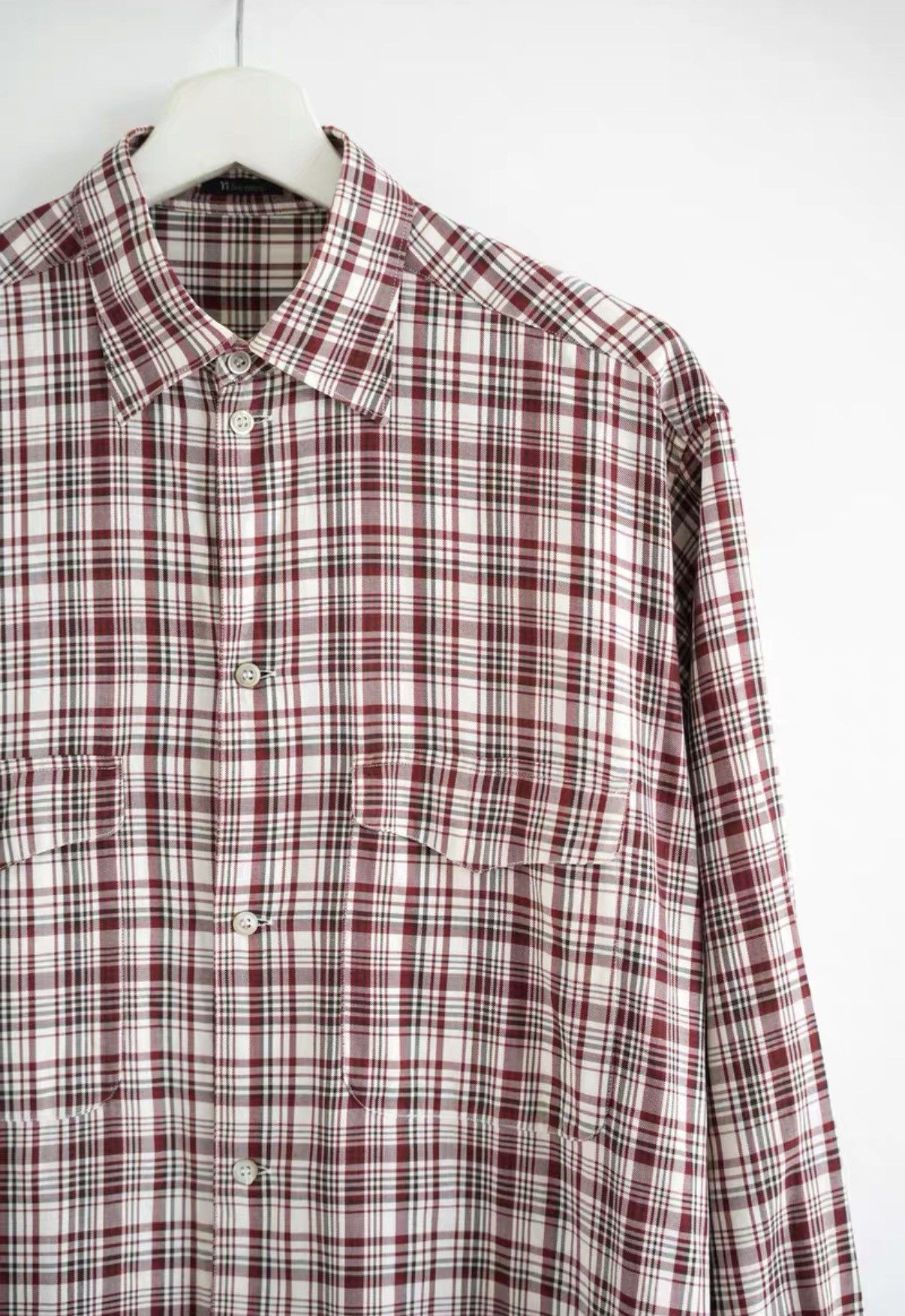 Yohji Yamamoto Yohji Yamamoto 90s Red & White Plaid Vintage Shirt K4 Size US L / EU 52-54 / 3 - 4 Thumbnail