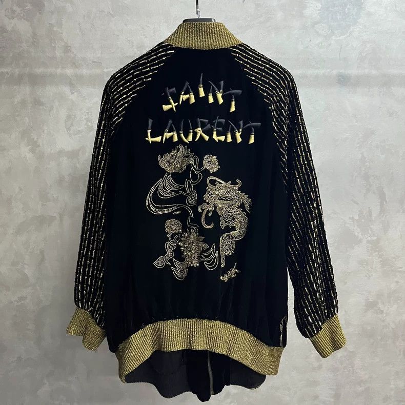 Yves Saint Laurent SAINT LAURENT Luxurious gold thread zipper jacket with blac Size XS / US 0-2 / IT 36-38 - 5 Thumbnail