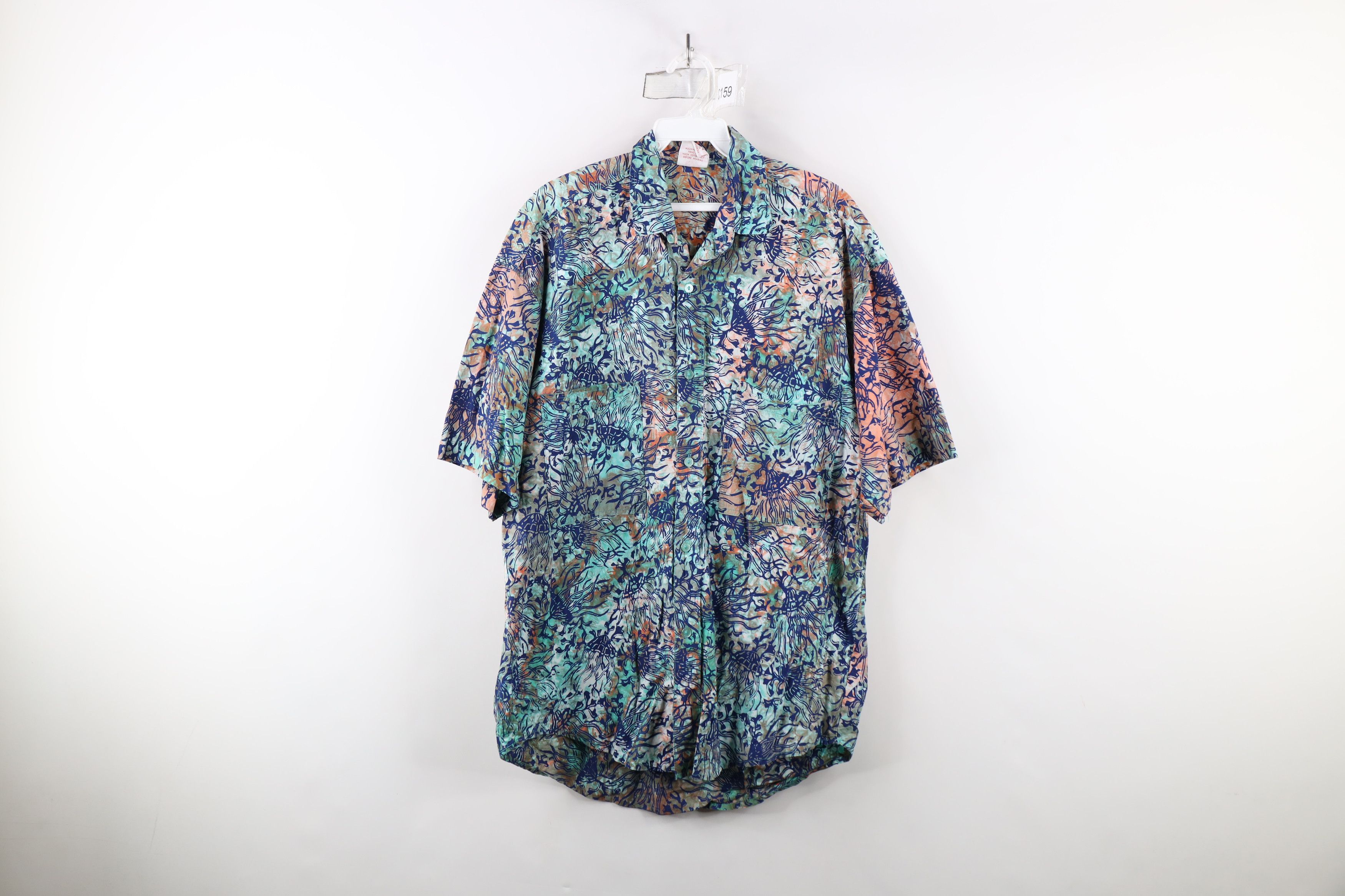 Vintage Vintage 90s Streetwear Abstract Fish Baggy Surf Button Shirt Size US M / EU 48-50 / 2 - 1 Thumbnail