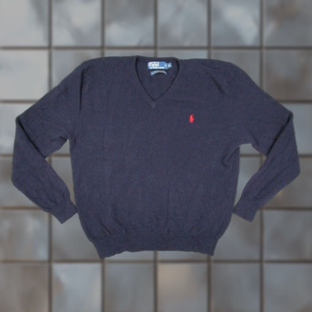 Polo Ralph Lauren VINTAGE Polo Ralph Lauren Sweater Men's XL Blue Wool Pullover V-Neck Casual Outfits Winter Size US XL / EU 56 / 4 - 1 Thumbnail