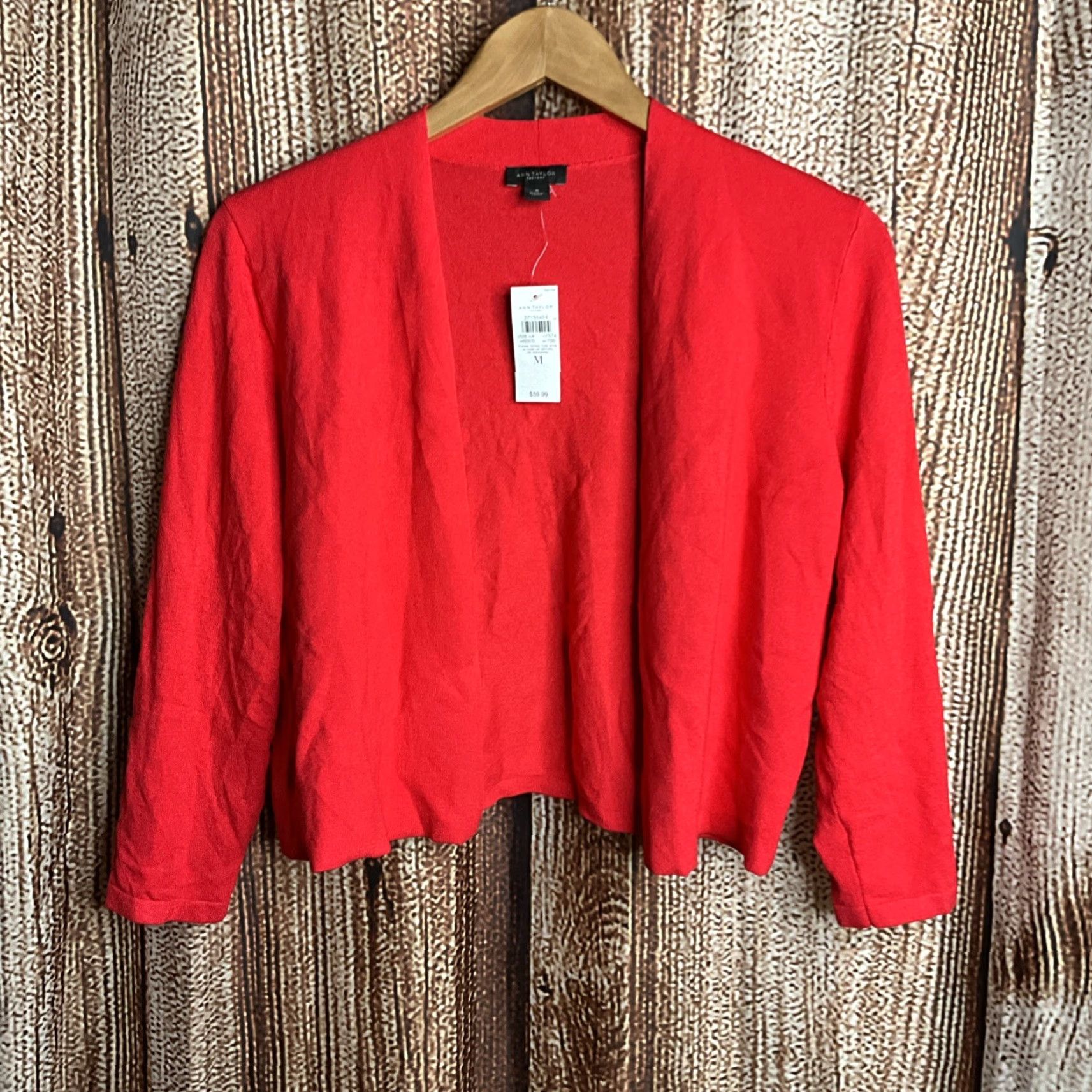 Ann Taylor Ann Taylor Cardigan Women's M Red Holiday NWT Rayon Blend Knit-Sweater V-Neck Cable-Knit Size M / US 6-8 / IT 42-44 - 2 Thumbnail