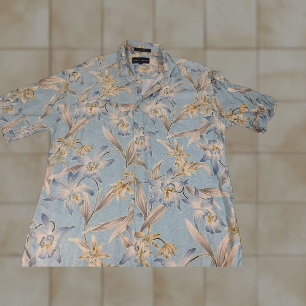 Croft & Barrow Croft & Barrow Mens Shirt Medium Green Floral Button-Down Rayon Hawaiian Short Sleeve Regular Collar Size US M / EU 48-50 / 2 - 1 Thumbnail