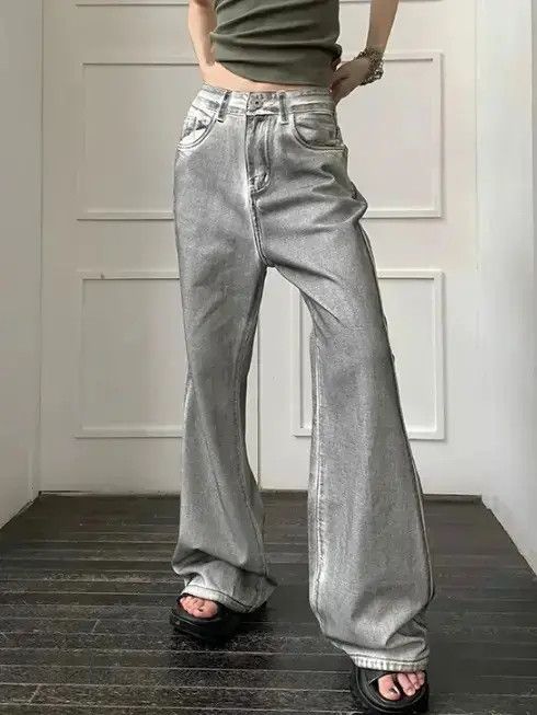 Japanese Brand Straight tube loose washed grey jeans Size US 32 / EU 48 - 6 Thumbnail