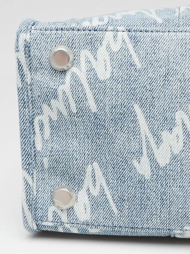 Balenciaga o1srvl11e1224 Size: OS Tote Bag In Printed Denim in Blue Size ONE SIZE - 5 Thumbnail