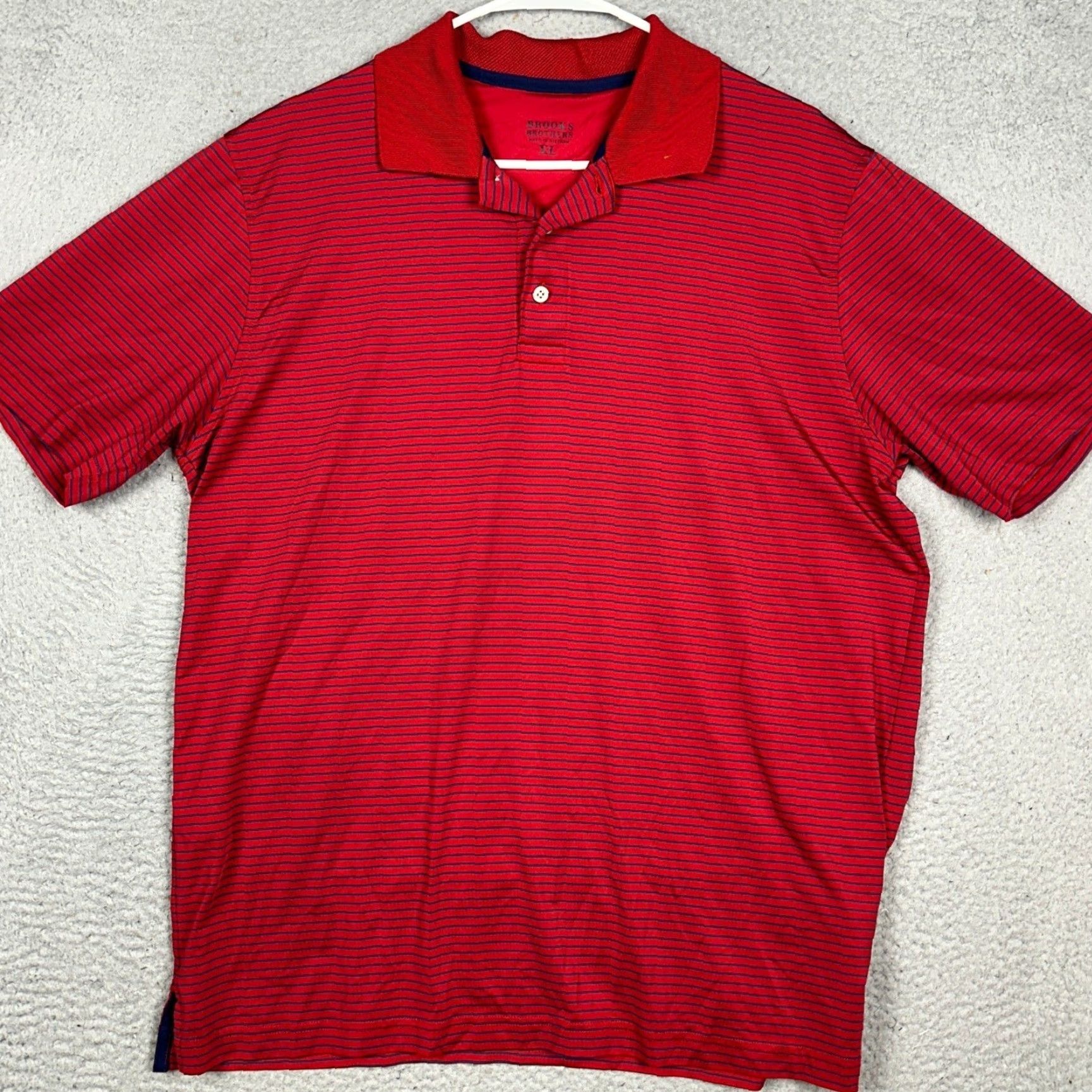 Brooks Brothers Brooks Brothers Polo Shirt Men XL Red Striped Short Sleeve Logo Button Collared Lightweight Breathable Golf Casual Workwear Size US XL / EU 56 / 4 - 3 Thumbnail