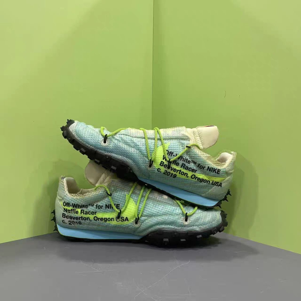 Nike Off-White × Nike Blue & Green Spiked Sneakers K15 Size US 9.5 / EU 42-43 - 5 Thumbnail