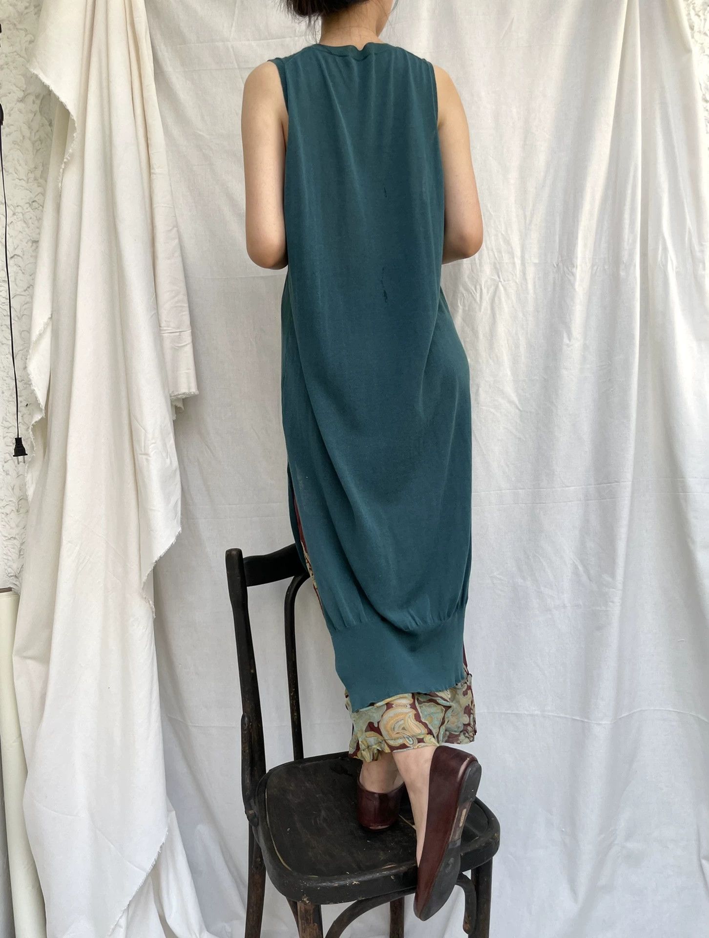 Yohji Yamamoto YOHJI YAMAMOTO 2000s Women's Silk Lake Blue Slit Dress S-M Size S / US 4 / IT 40 - 2 Thumbnail