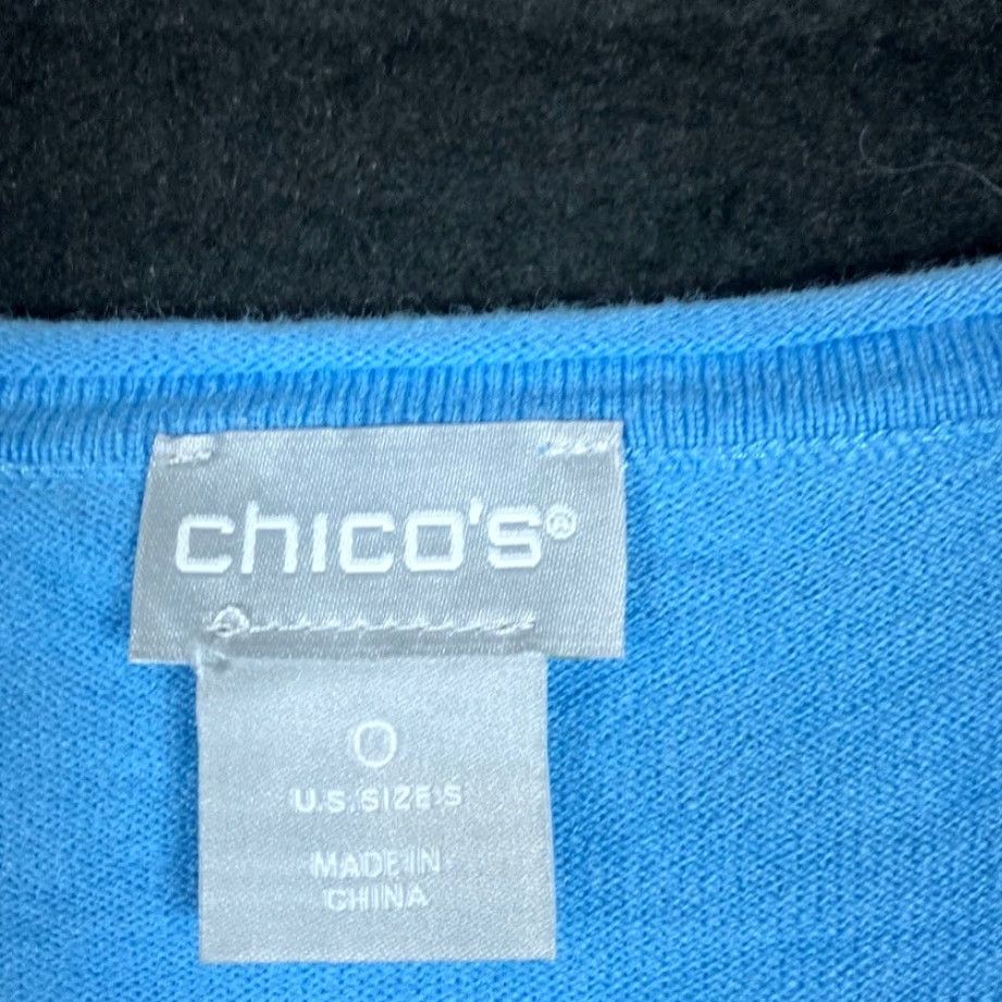 Vintage Chicos Womens Sweater Blue Crew Neck Layered Long Sleeve Stretch S Pullover Knit Casual Workwear 0 (S) Womens Size S / US 4 / IT 40 - 6 Thumbnail