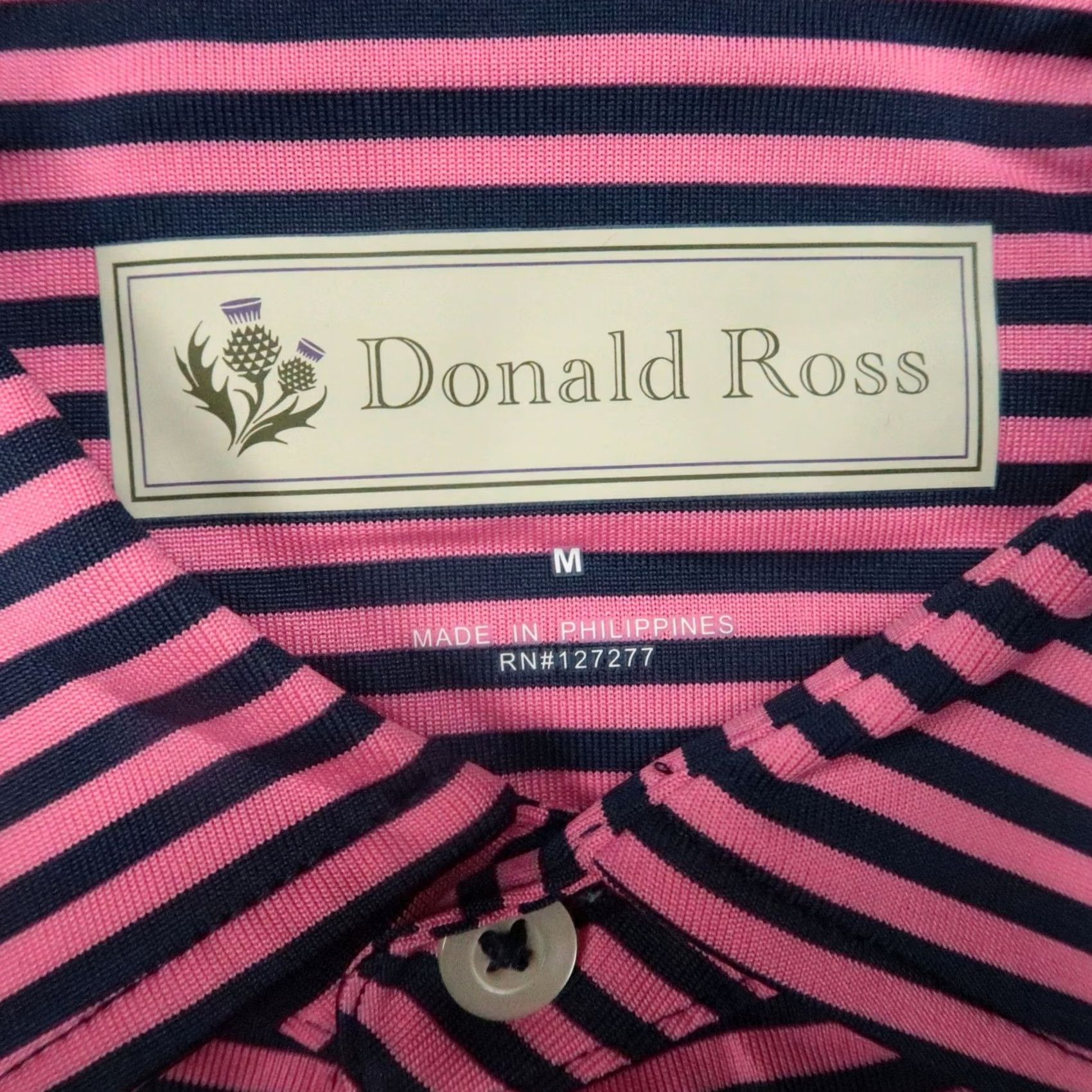 Vintage Donald Ross Shirt Polo Men M Navy Pink Striped Graphic Moisture Wicking Lightweight Tennis Golf Bagged Brand: Donald Ross Size US M / EU 48-50 / 2 - 3 Thumbnail