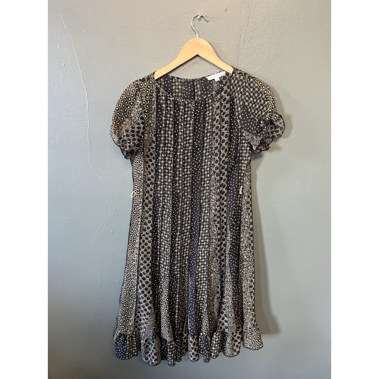 Vintage Sandra Darren Womens Shirt Dress Black Short Sleeve Long Petite 8 Size M / US 6-8 / IT 42-44 - 2 Thumbnail