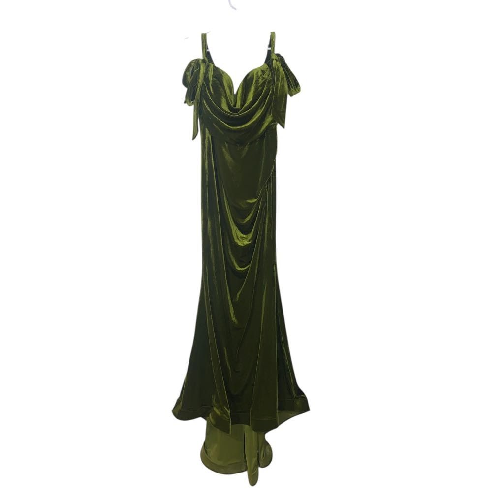 Other Faeriesty Green Long Formal Gown Dress Velvet Sleeveless 1X Size XL / US 12-14 / IT 48-50 - 2 Thumbnail