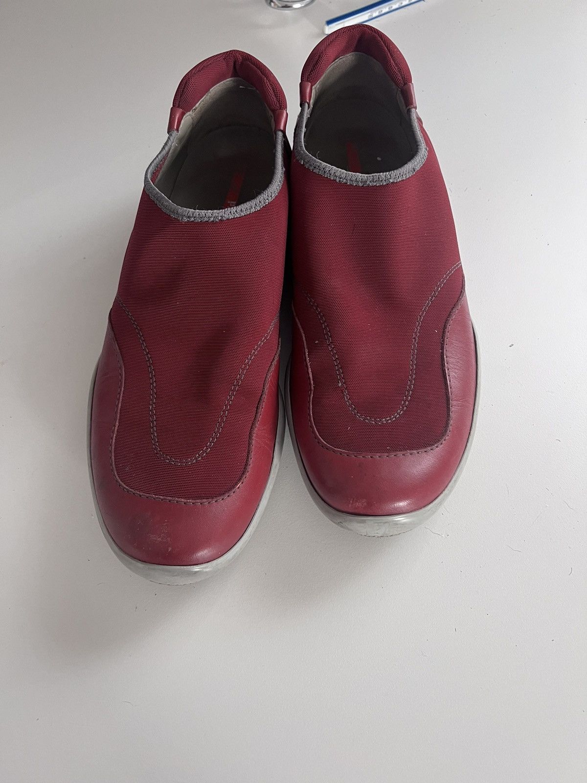 Prada × Vintage Prada Vintage Red Leather Slip Ons Size US 10.5 / EU 43-44 - 4 Thumbnail